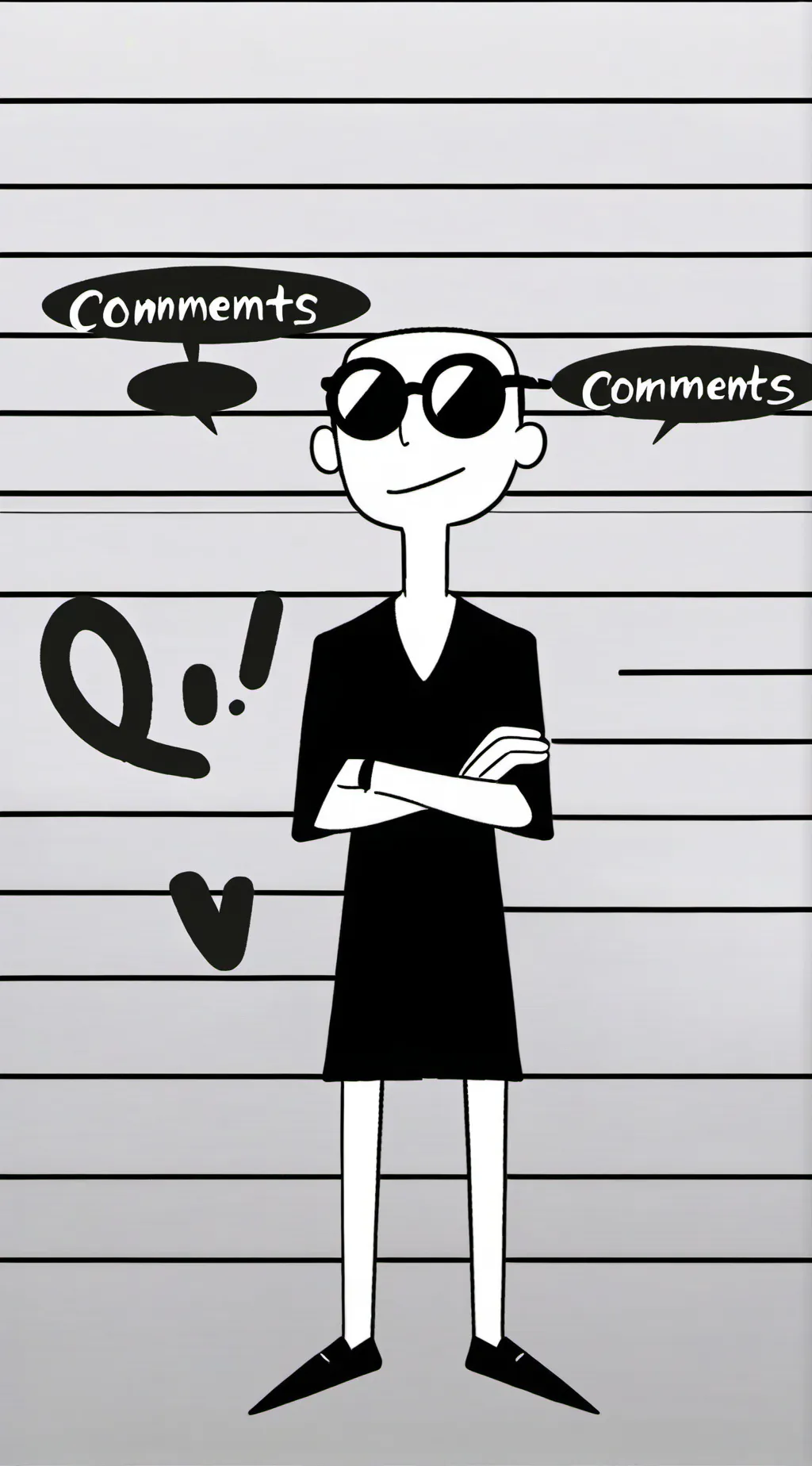 ai character: Miss Comments  background