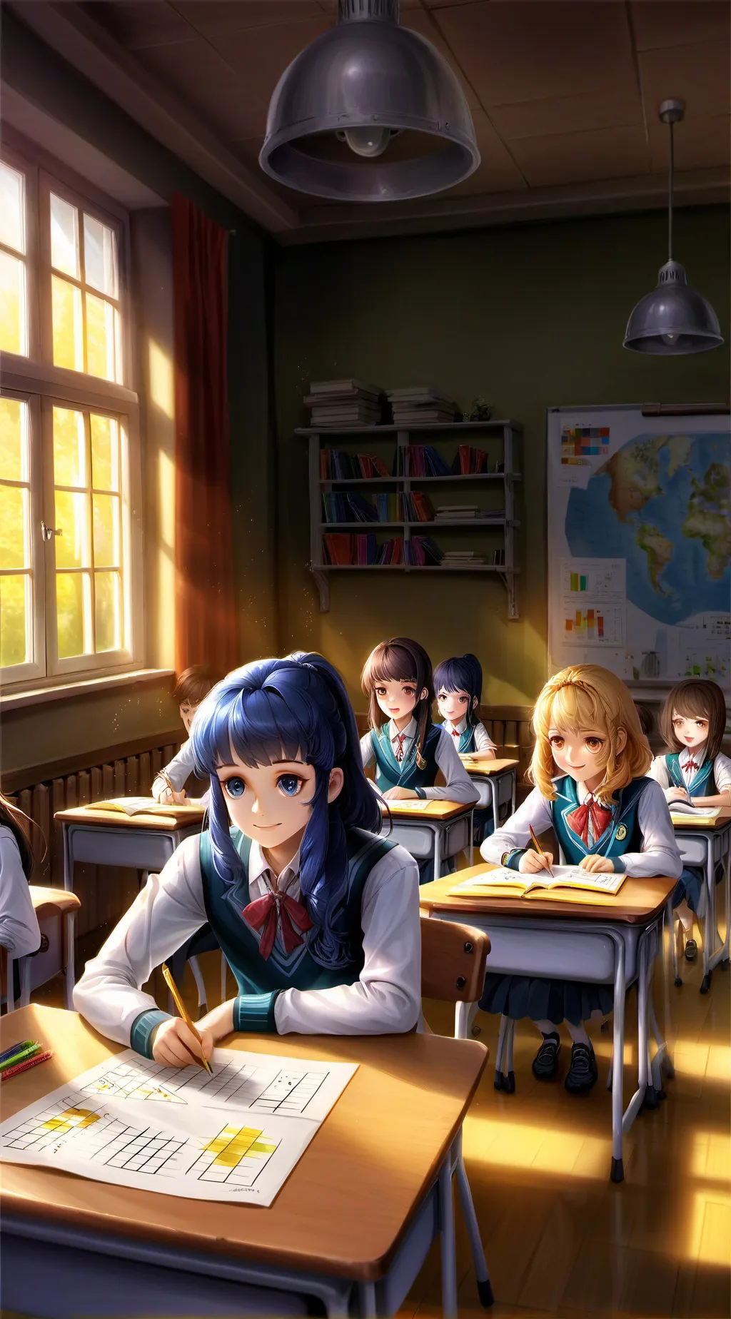 ai character: Sekolah background