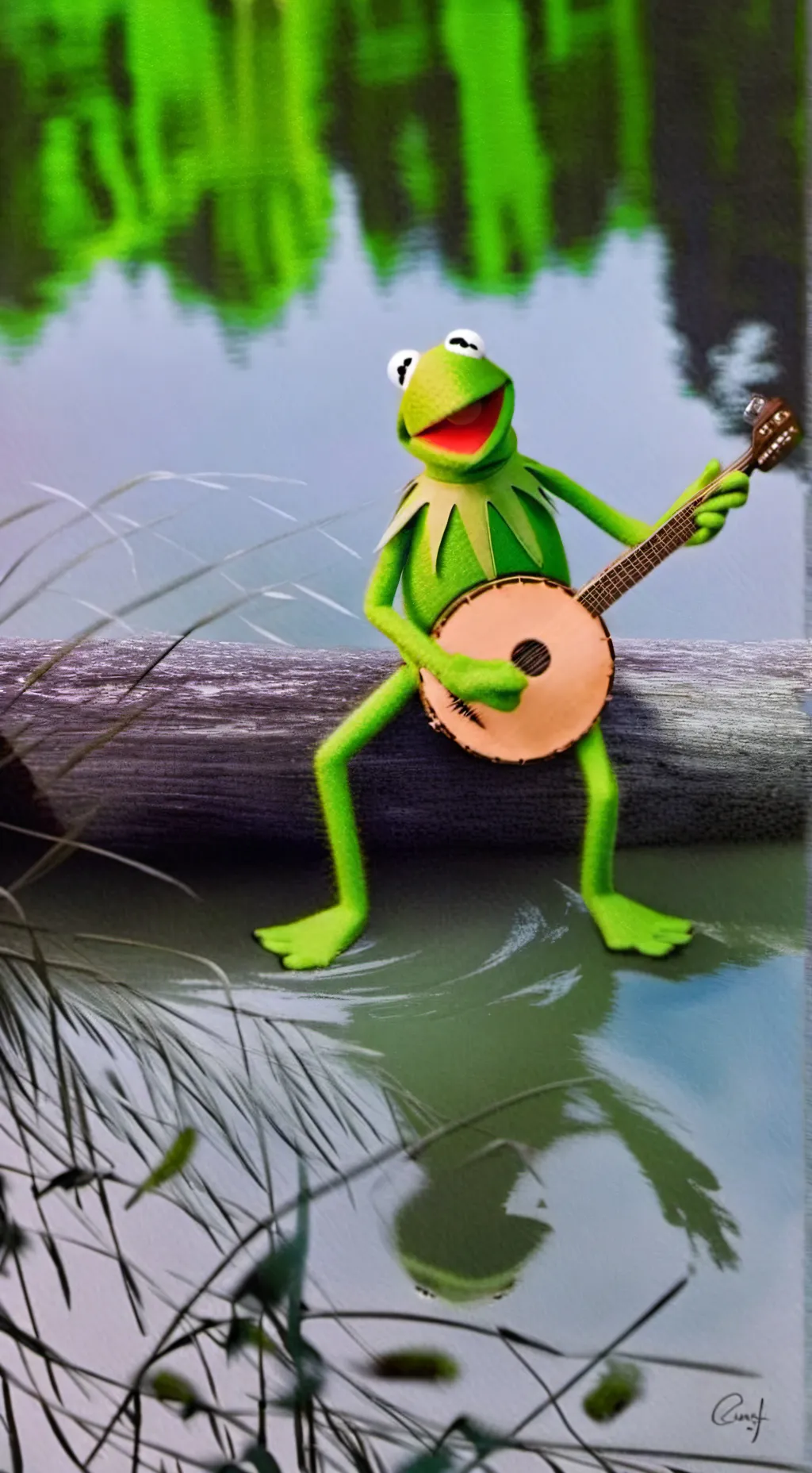 ai character: Kermit the frog background