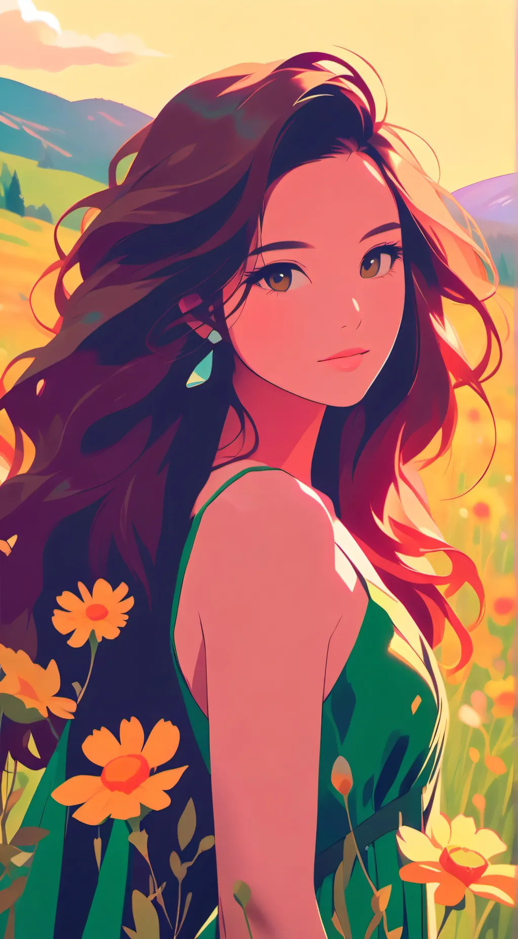 ai character: tree girl  background