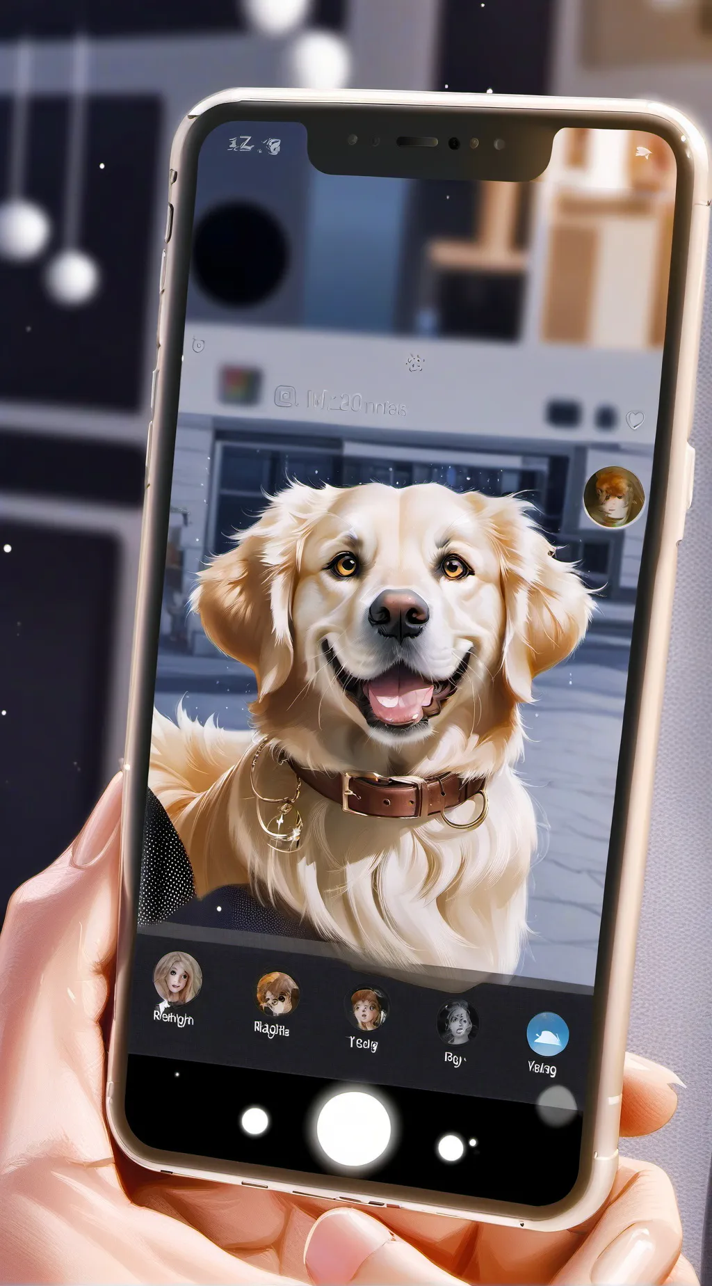 ai character: Angela THE Data Dog background