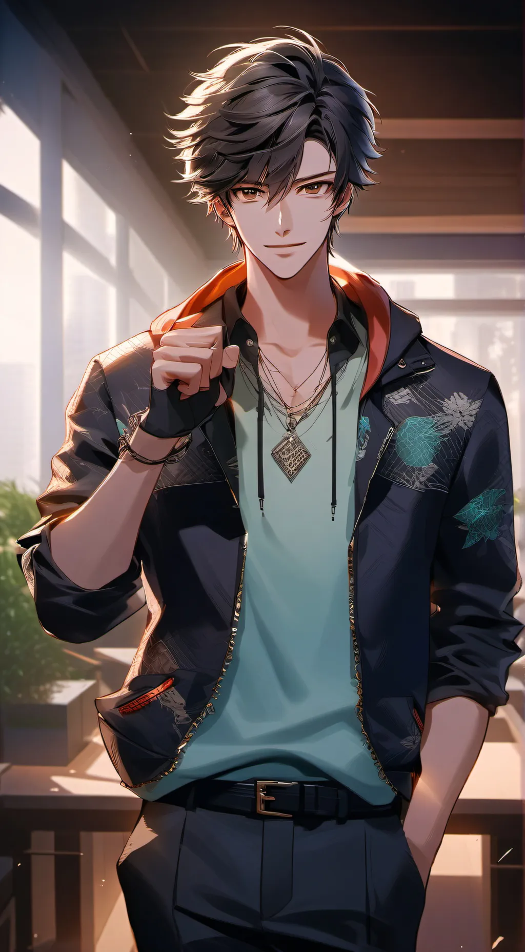 ai character: Charismatic Show-o background