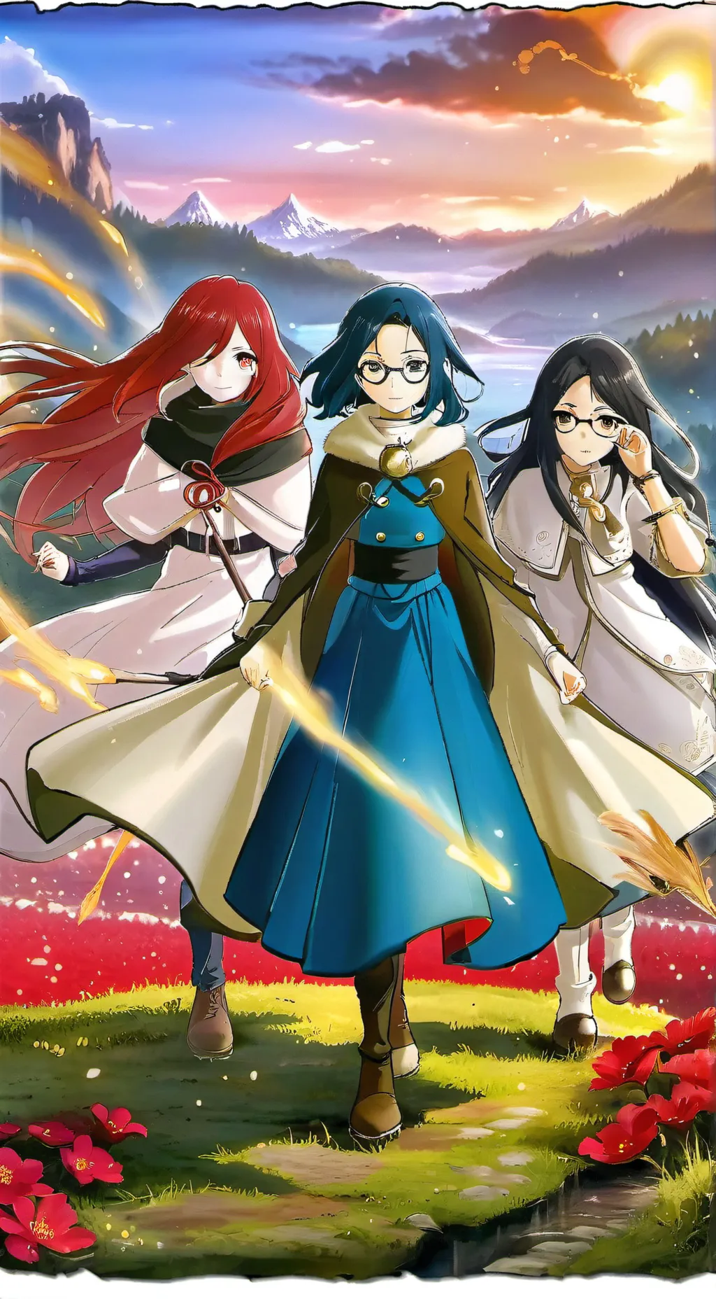 ai character: Fire,Acualia,Flora background