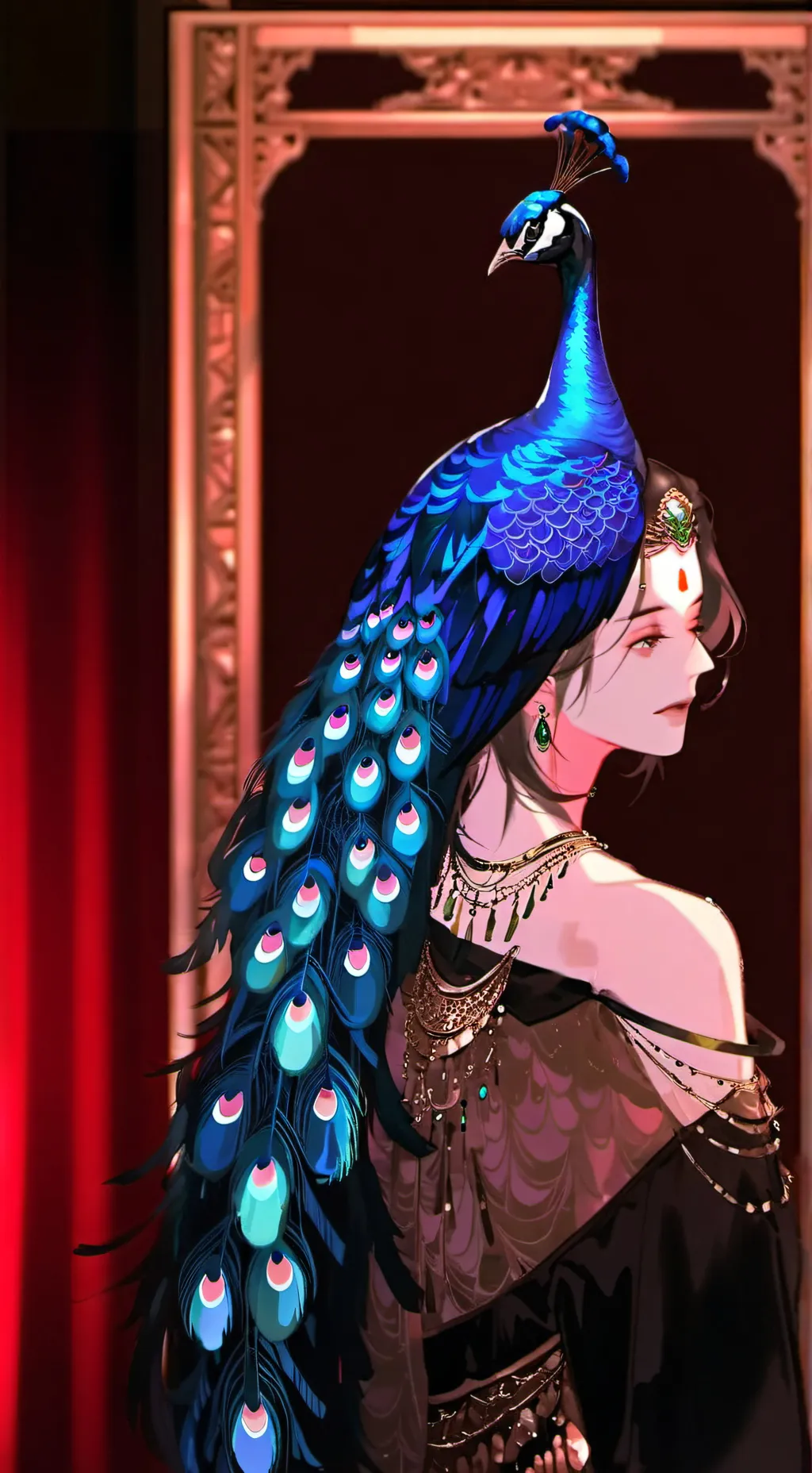 ai character: Peacock Spirit Furry background