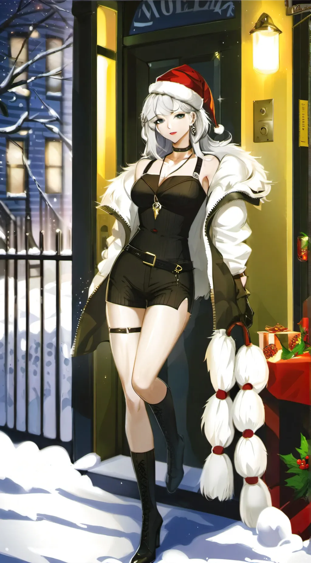 ai character: santa but BADDIE background