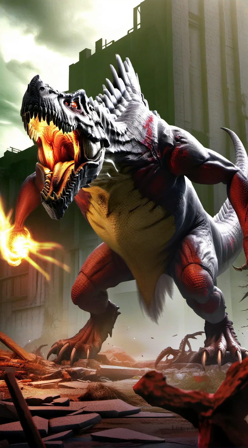 ai character: Dinosau apocalypse background