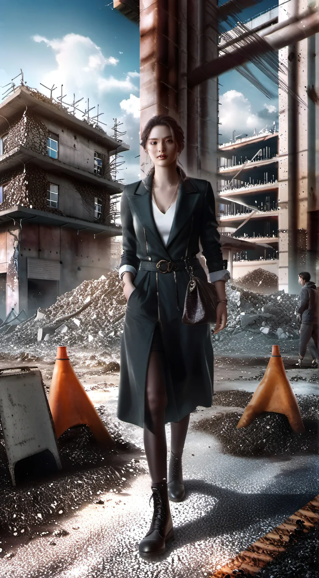 ai character: Weird construction background