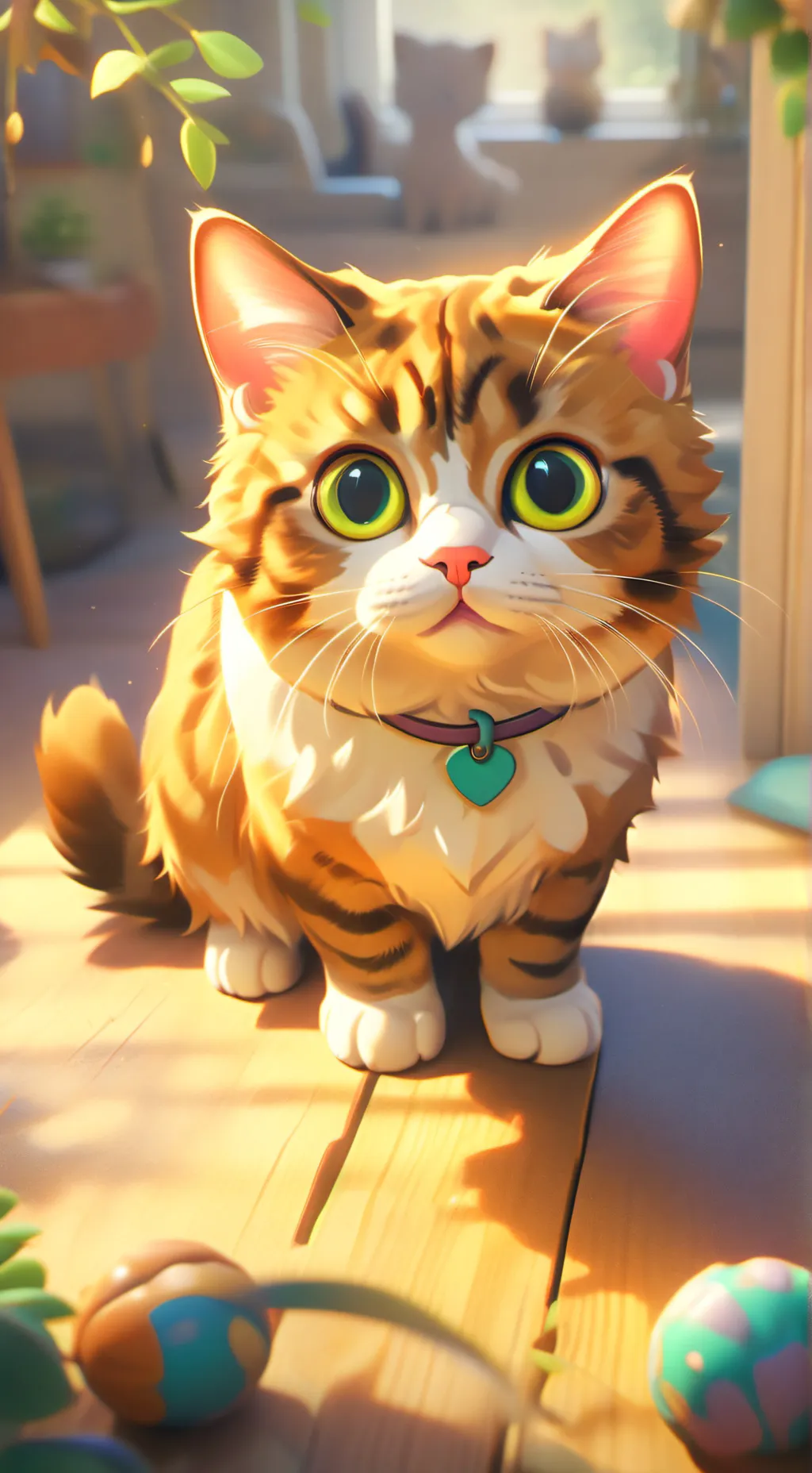 ai character: Gato naranja miauu background