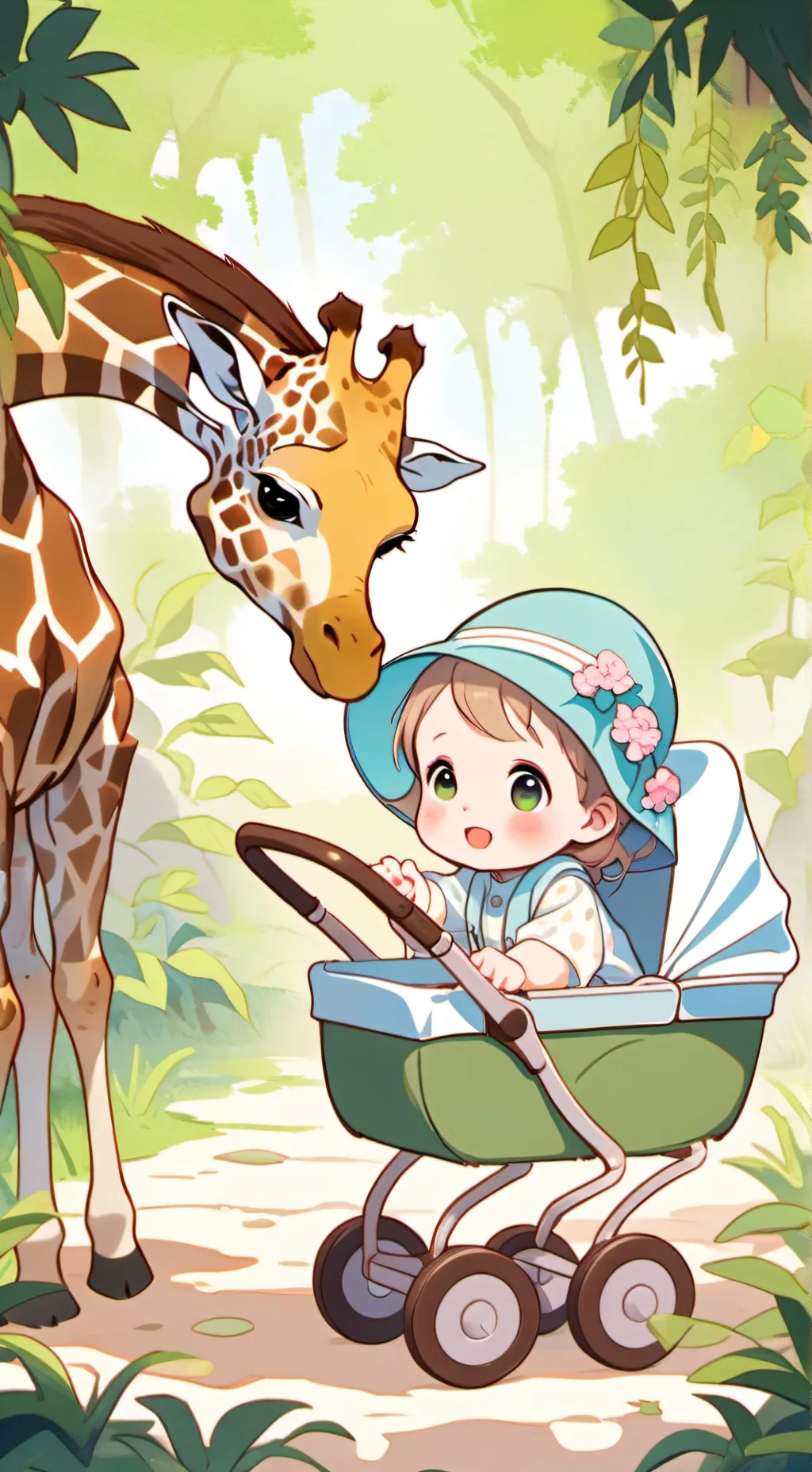 ai character: Baby in zoo background