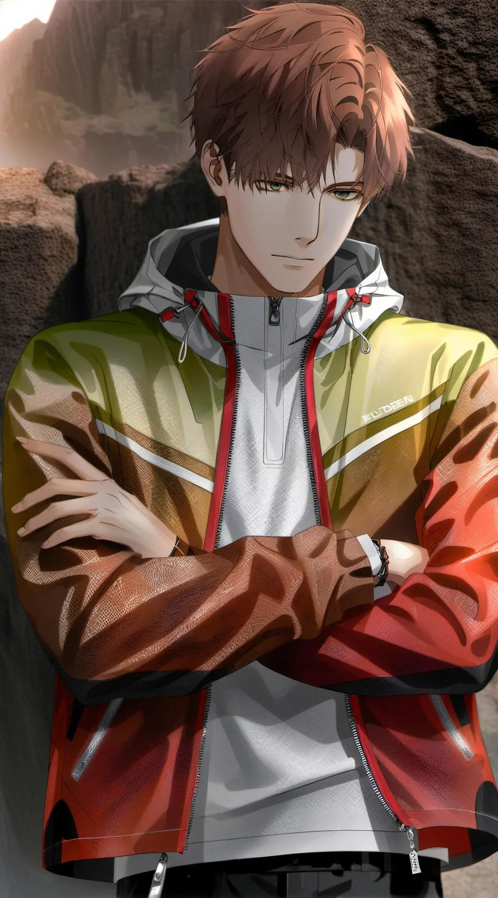 ai character: windbreaker  background