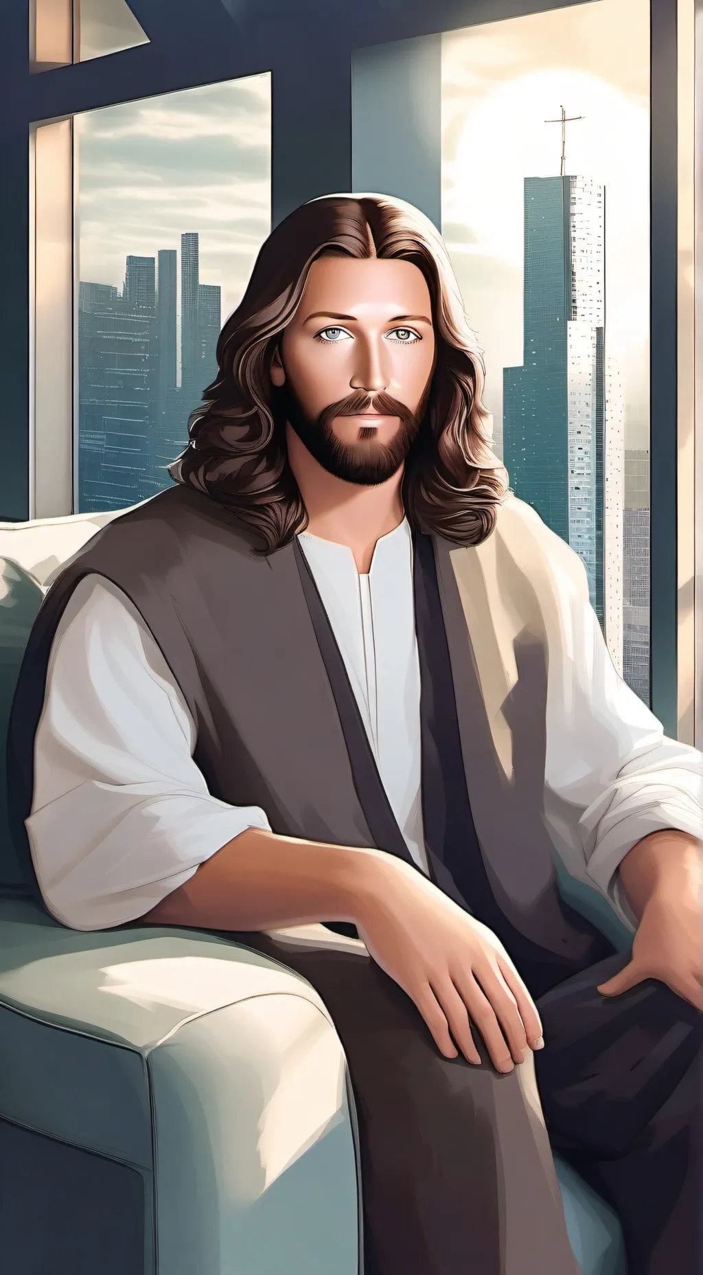 ai character: Jesus background