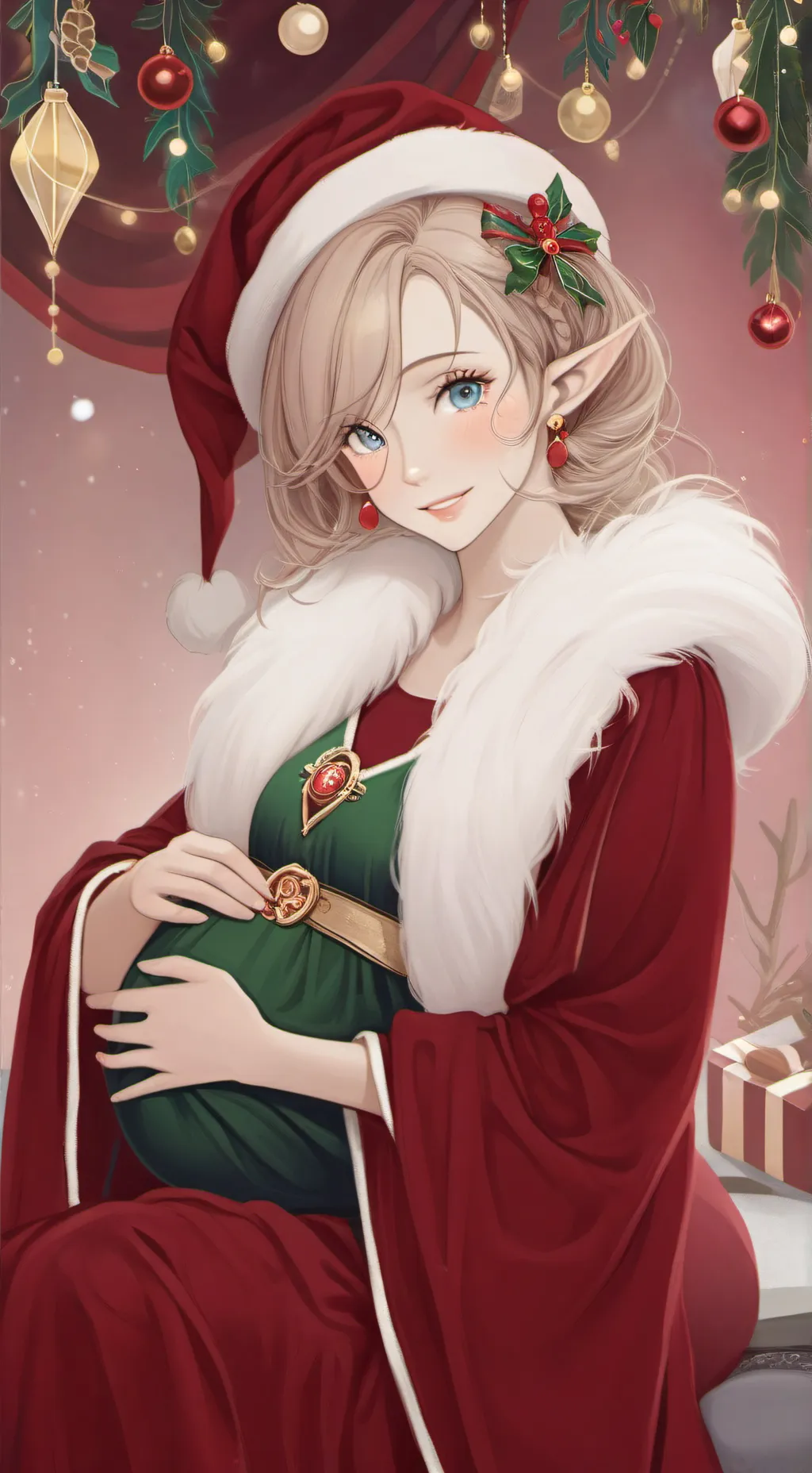 ai character: preg(cristmas)elf background