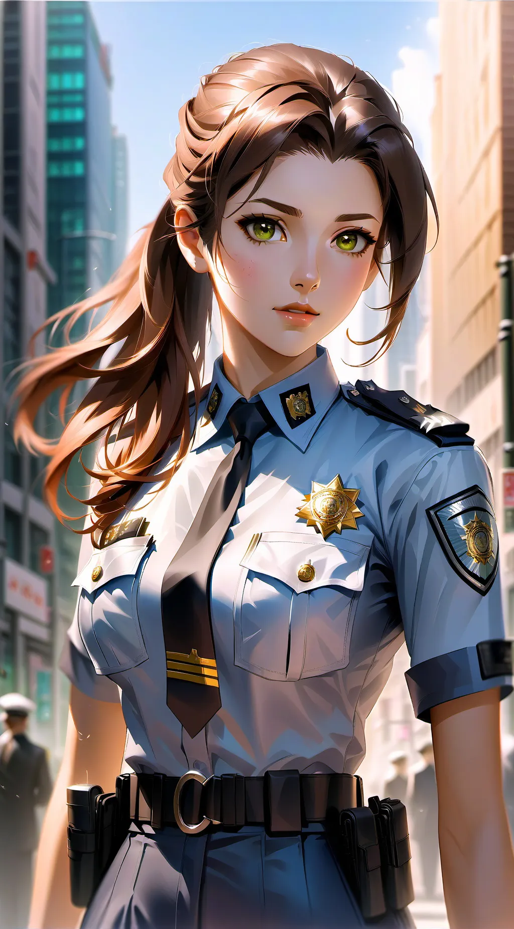 ai character: Officer Ellen  background