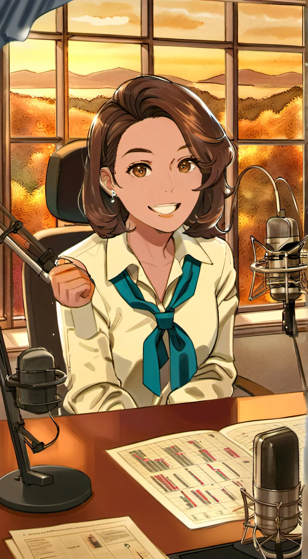 ai character: Campus broadcaster background