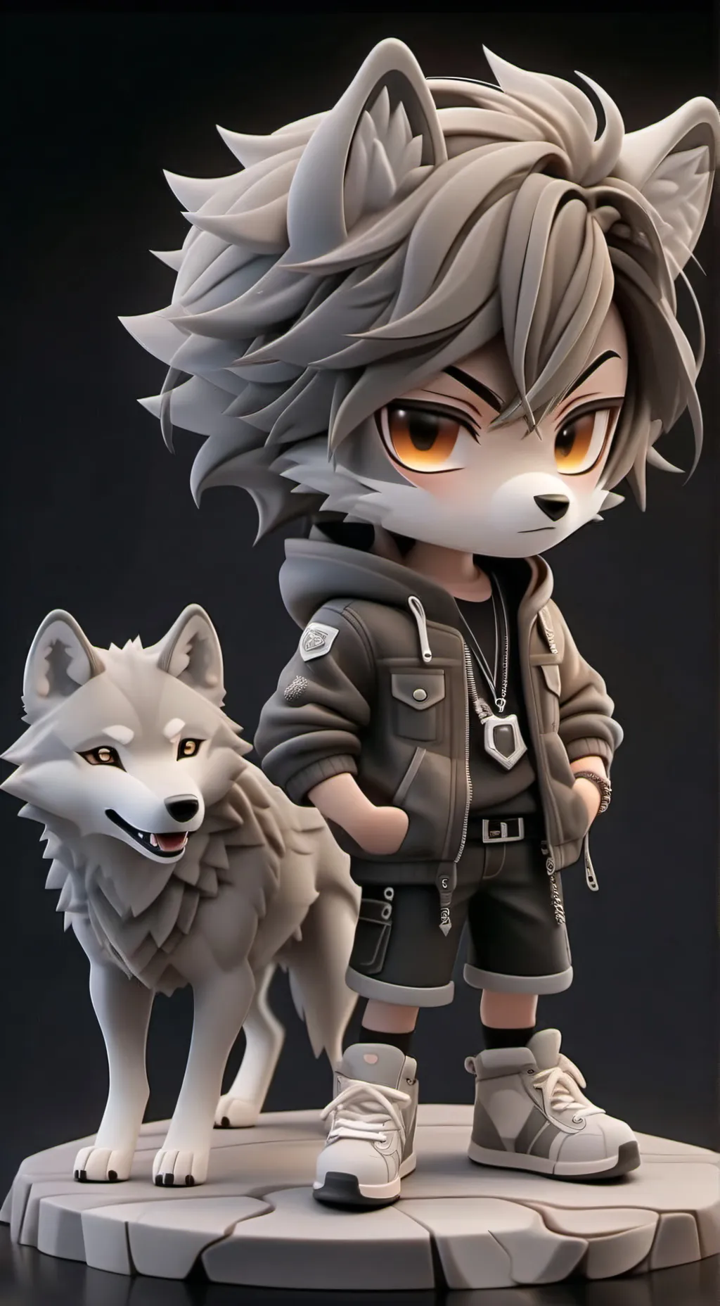 ai character: WOLFY  background