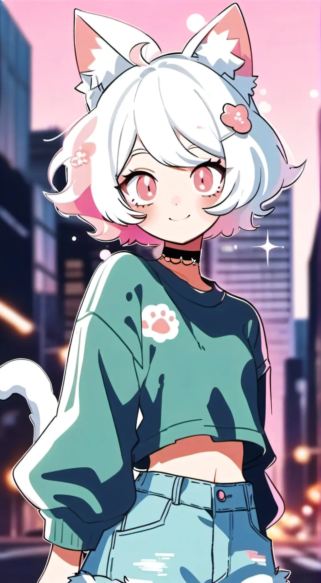 ai character: catgirl  background