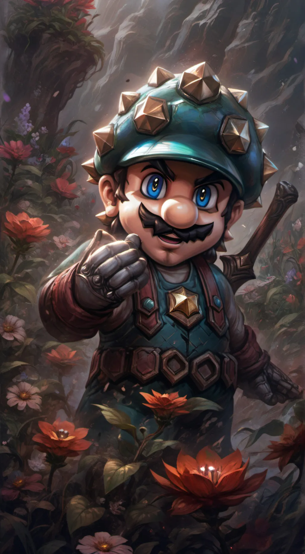 ai character: flower Mario  background
