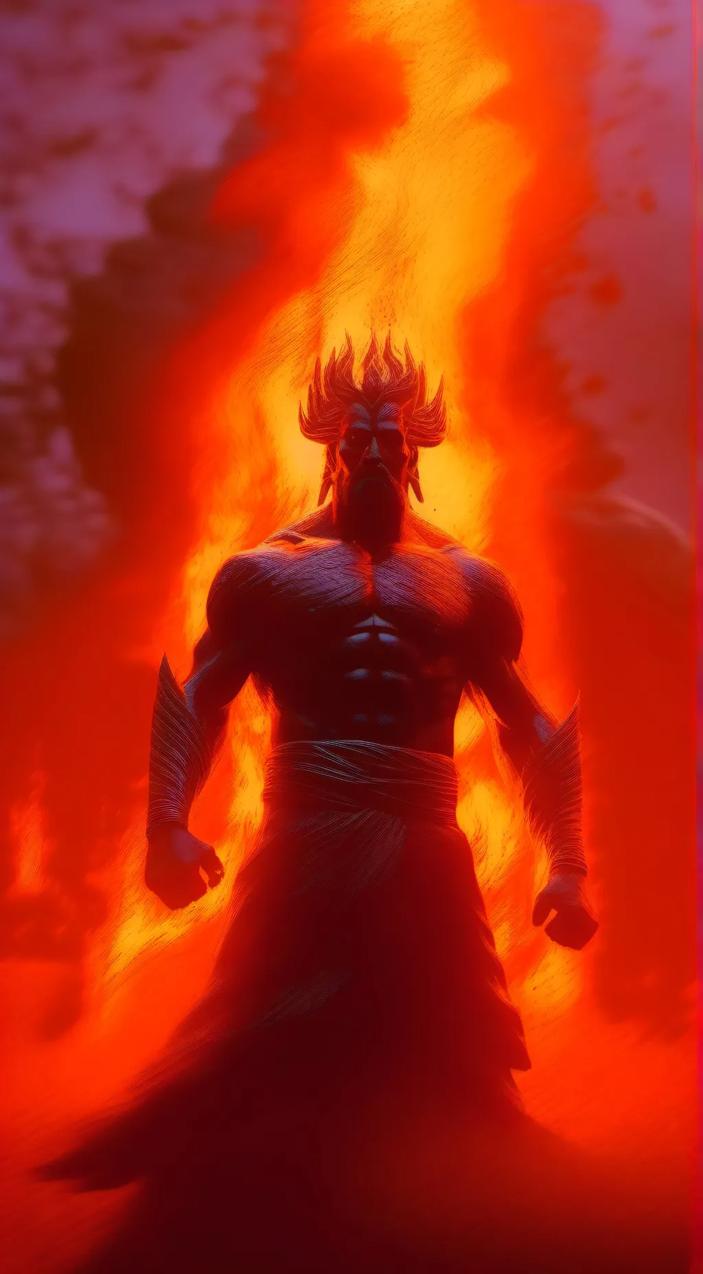 ai character: god of fire background