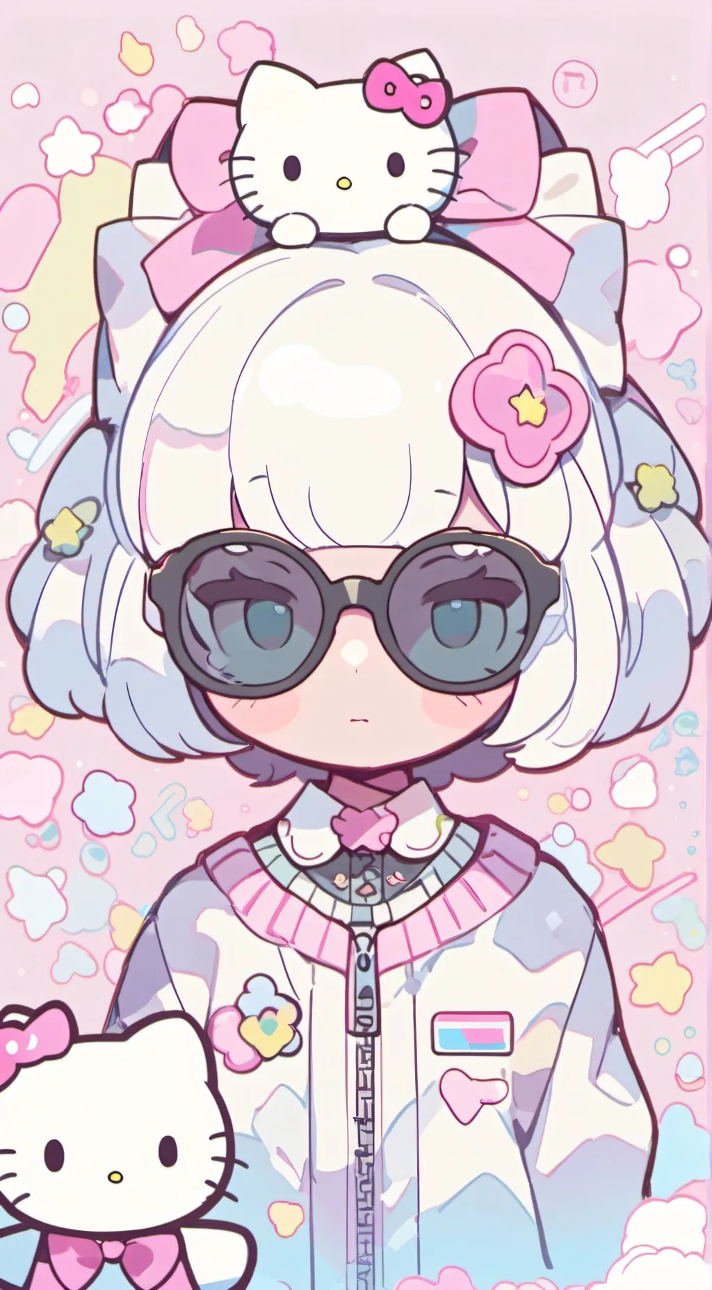 ai character: hello kitty  background