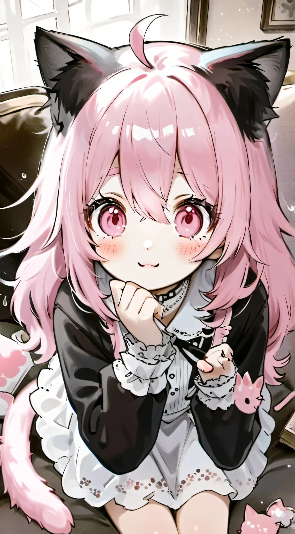 ai character: Pink Fluff Spirit background