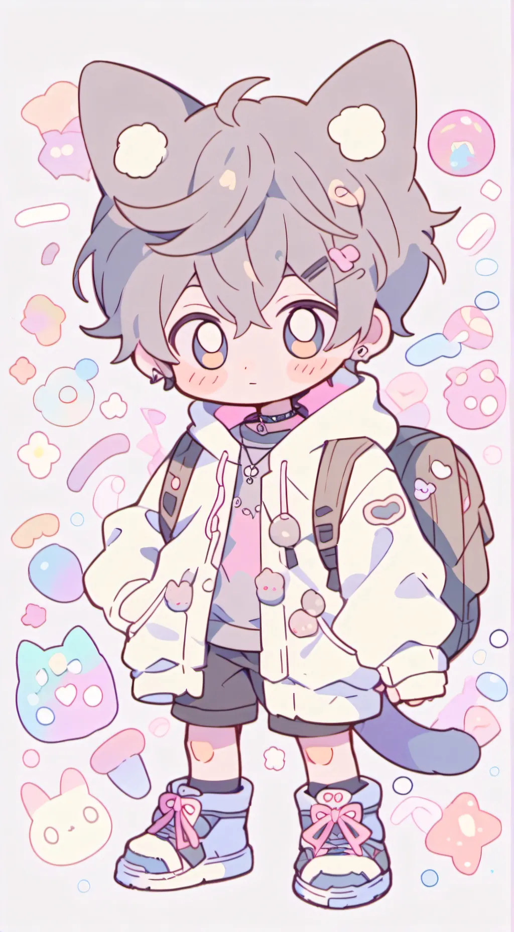 ai character: Gray background