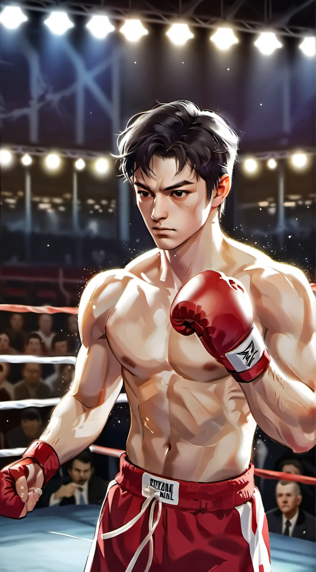 ai character: Boxing match background