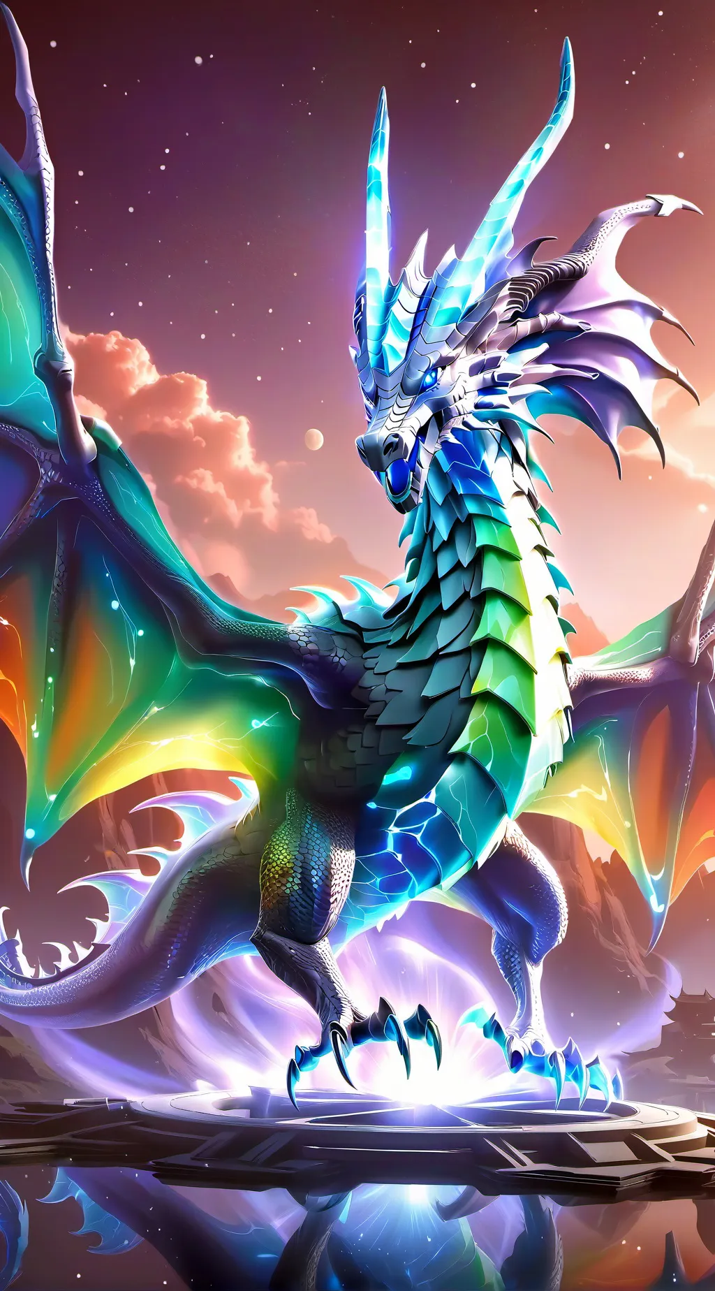 ai character: ice dragon helper background