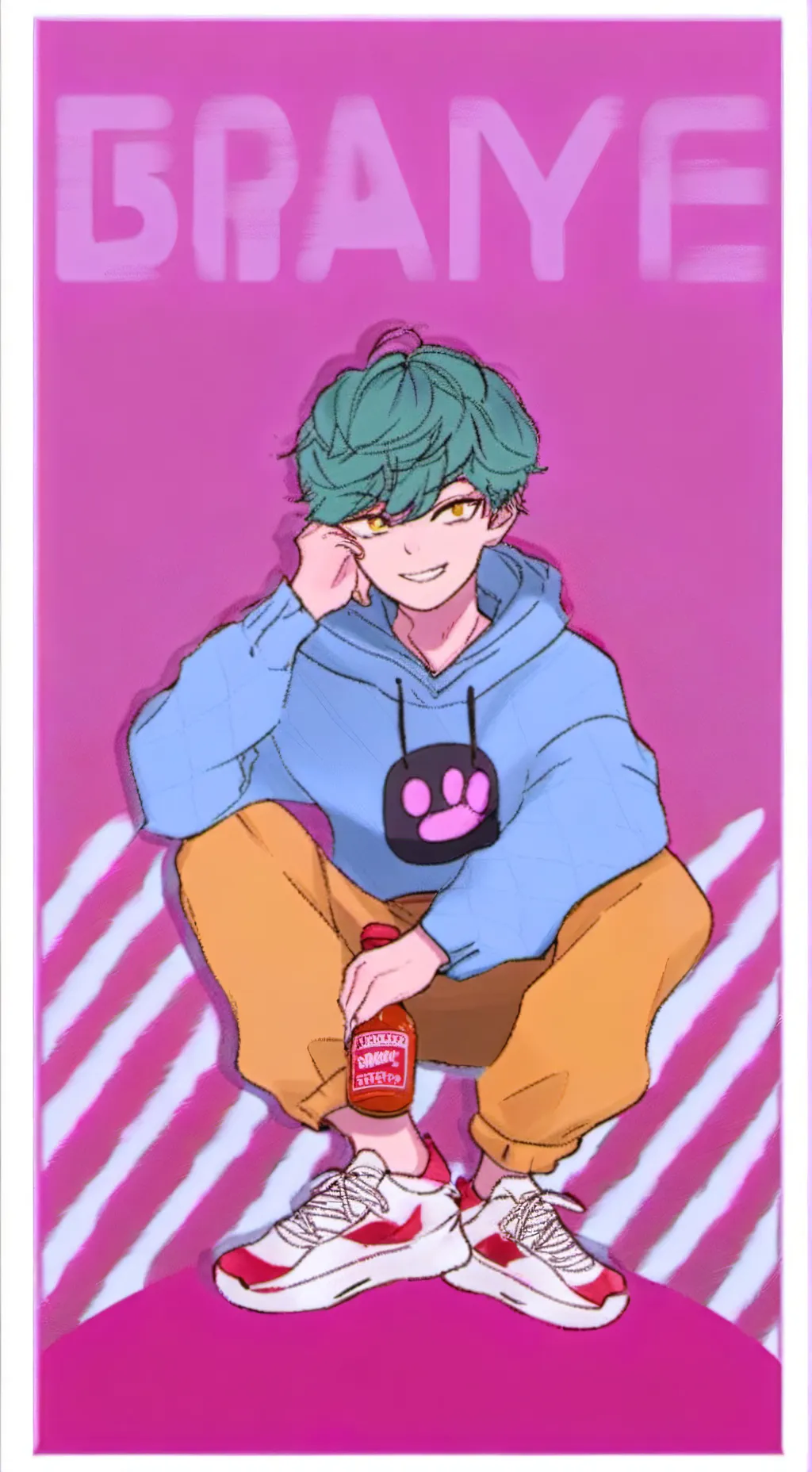 ai character: Cuddled with baby  background