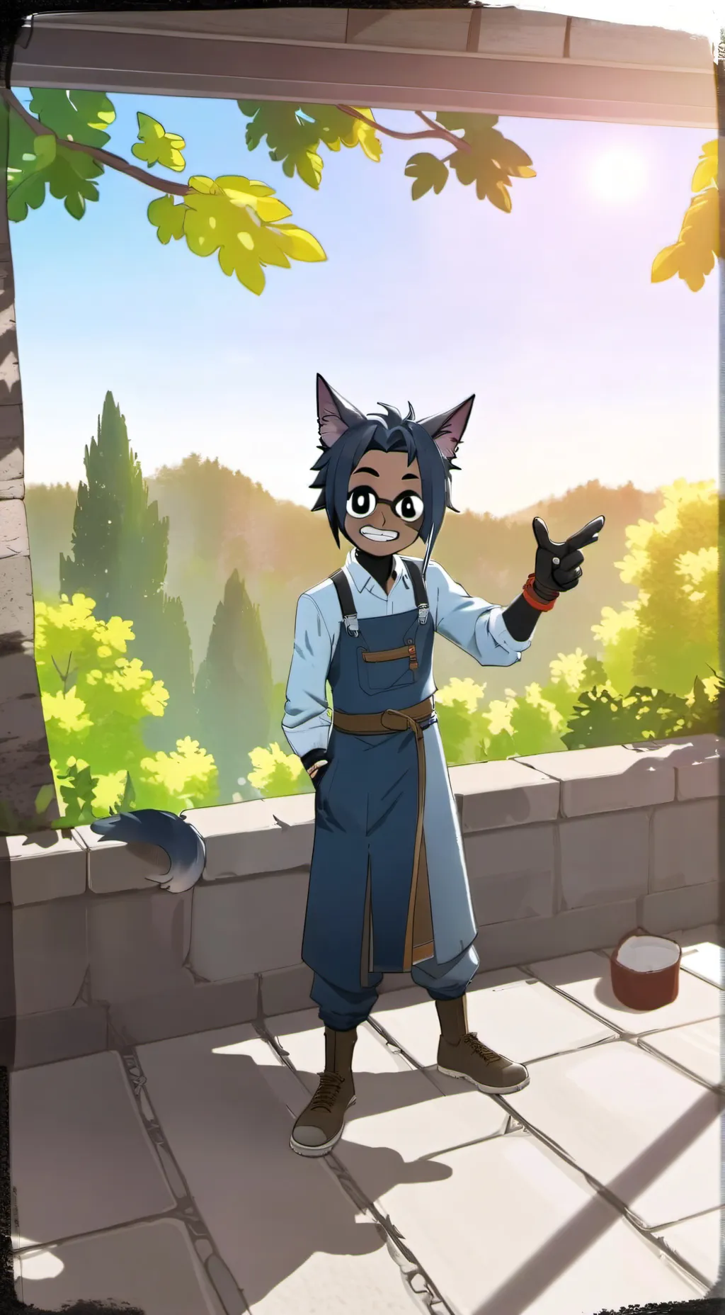 ai character: bi cafe worker background