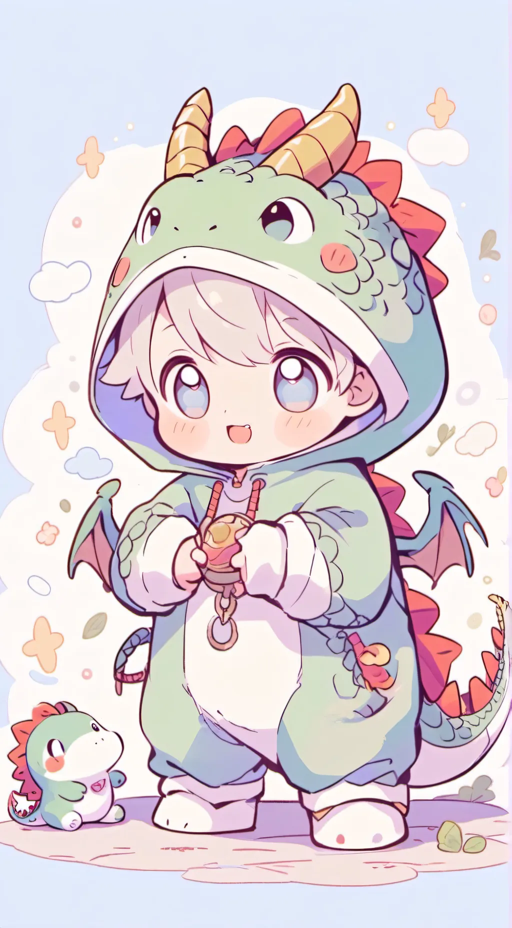 ai character: baby dragon  background