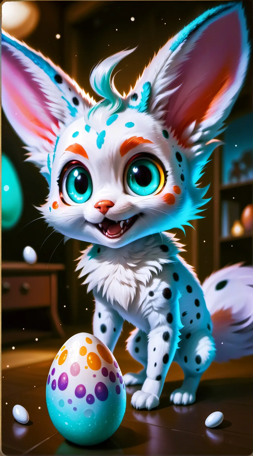 ai character: Speckled Egg Furry Spirit background