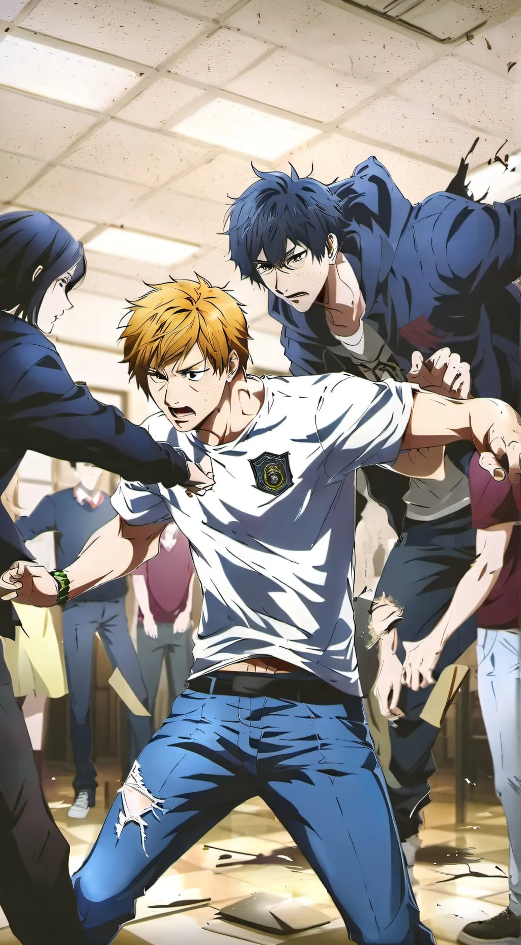 ai character: school fighting  background