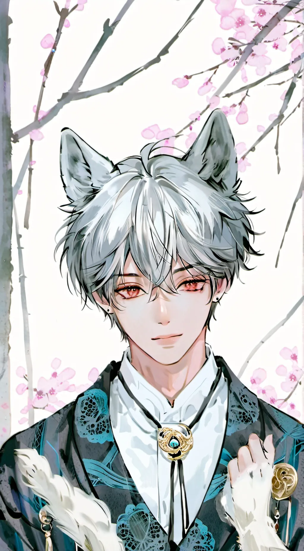 ai character: cute wolf  background