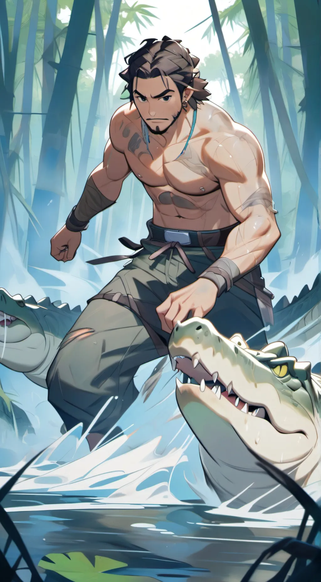 ai character: alligator% background