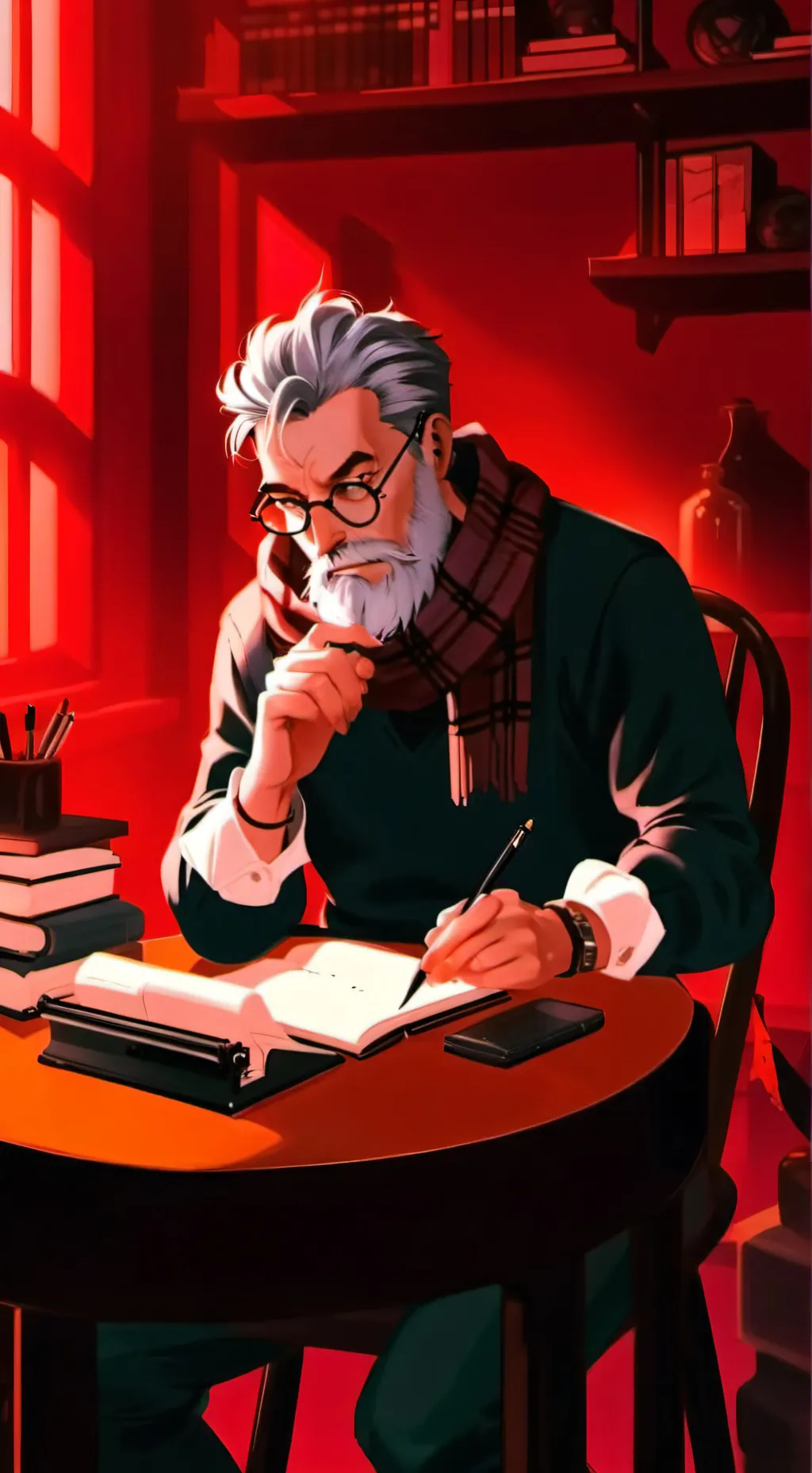 ai character: The Misanthropic Metaphor Master background