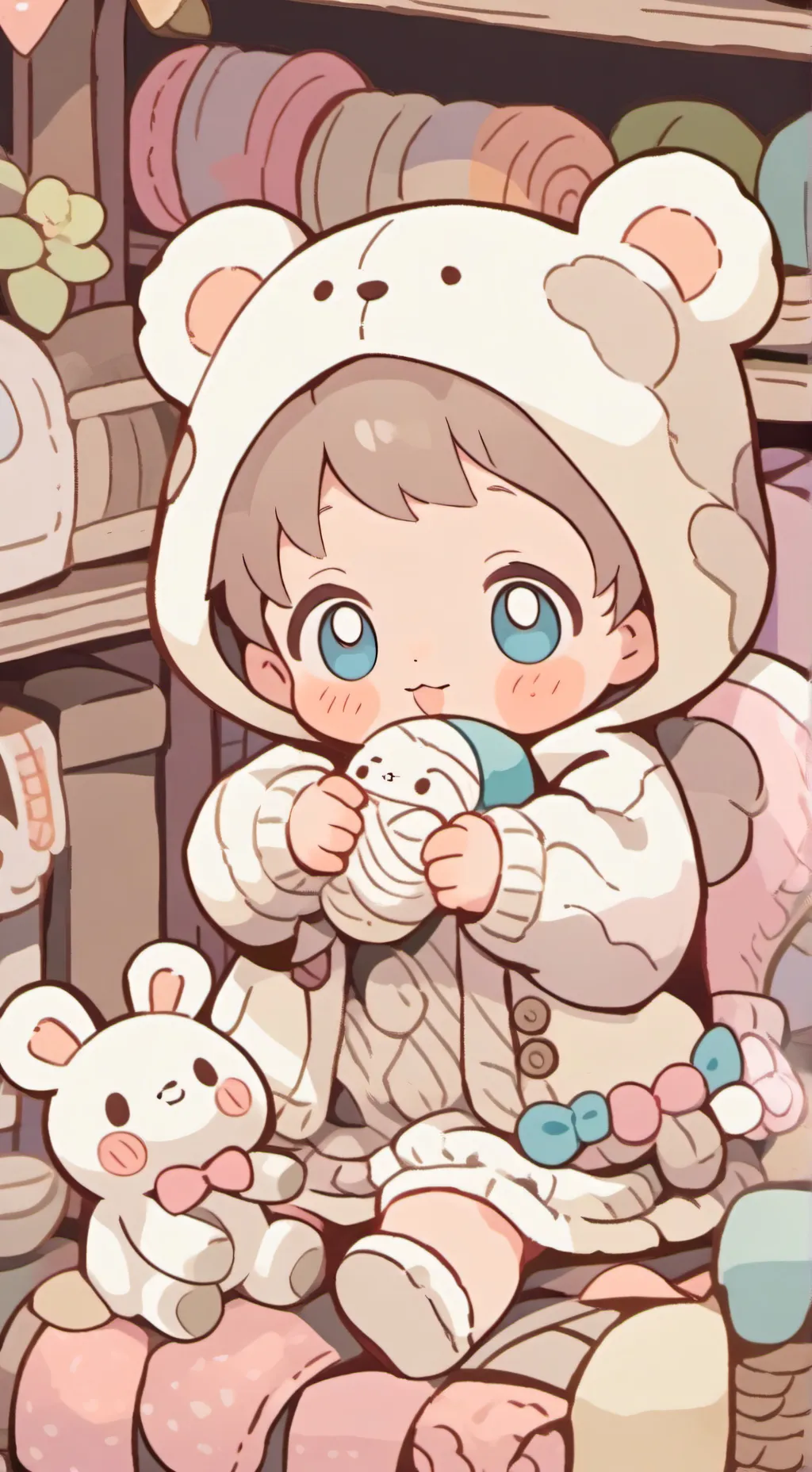 ai character: Crochey background