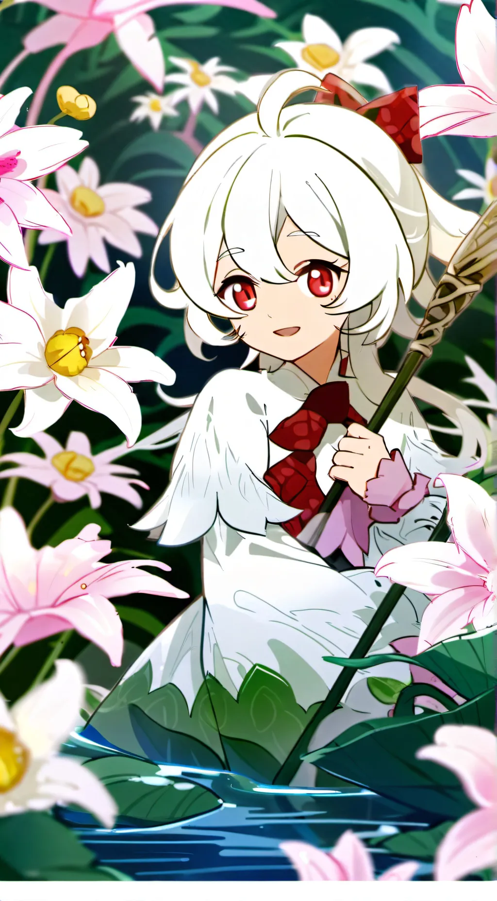 ai character: White Lily Cookie background