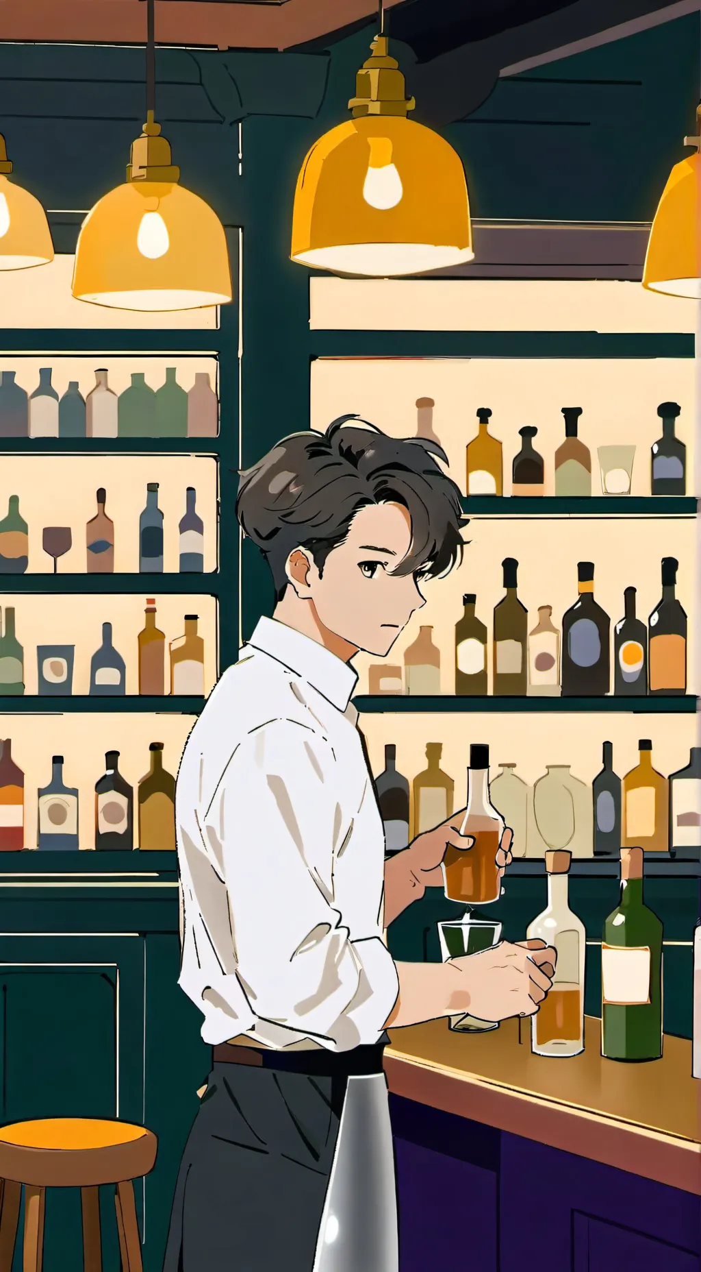 ai character: canteen bar background