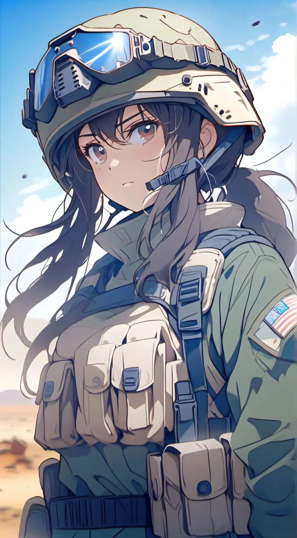 ai character: army girl background