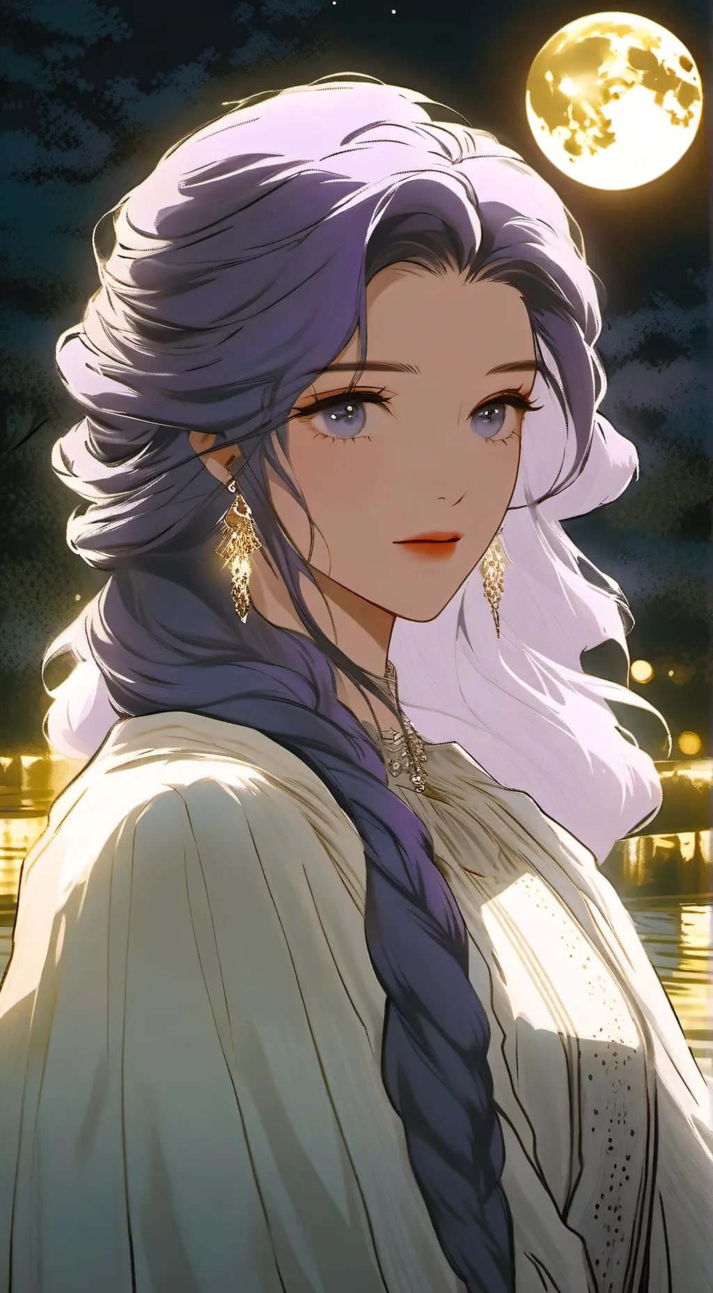 ai character: moon light bride background