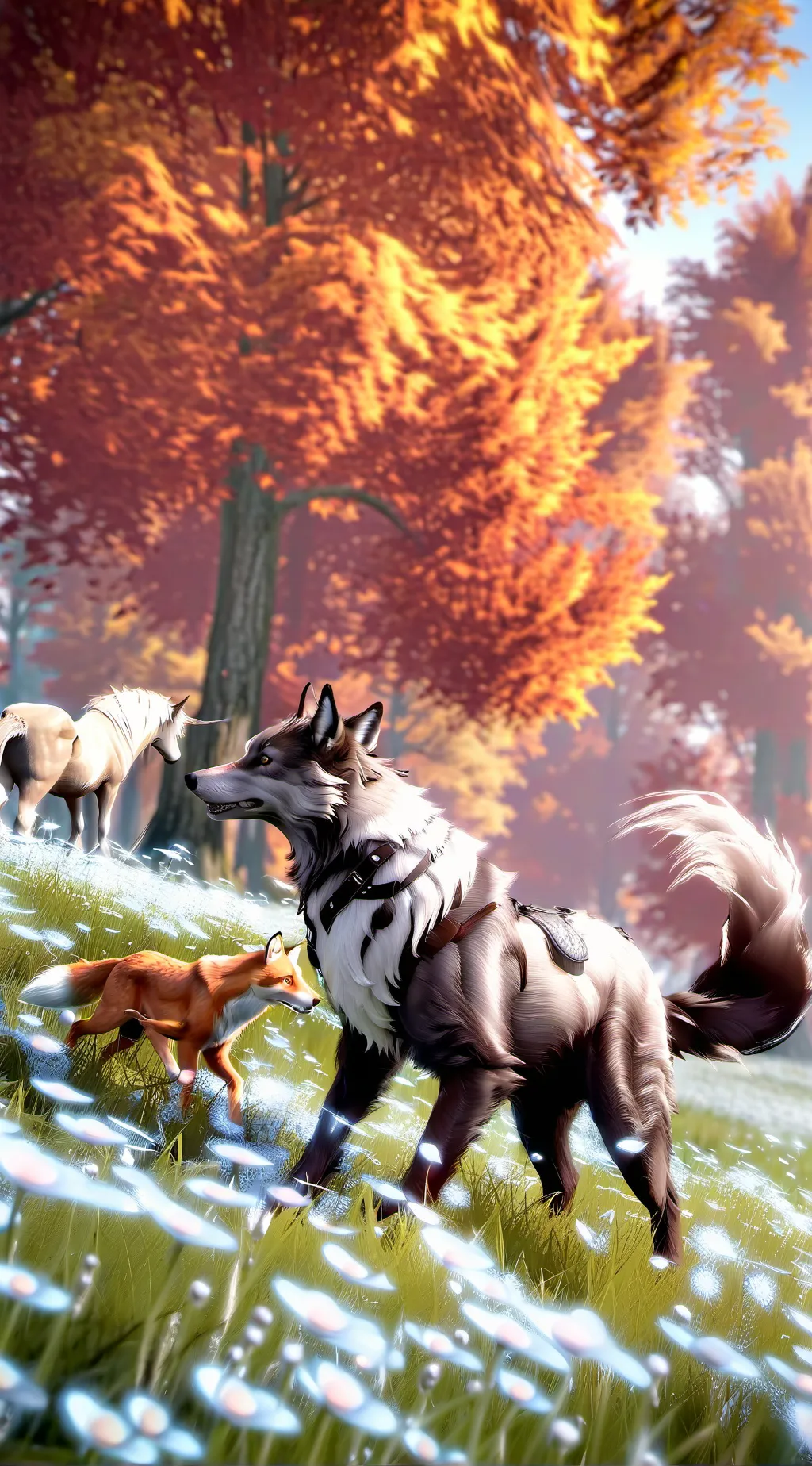 ai character: Animal hearts background