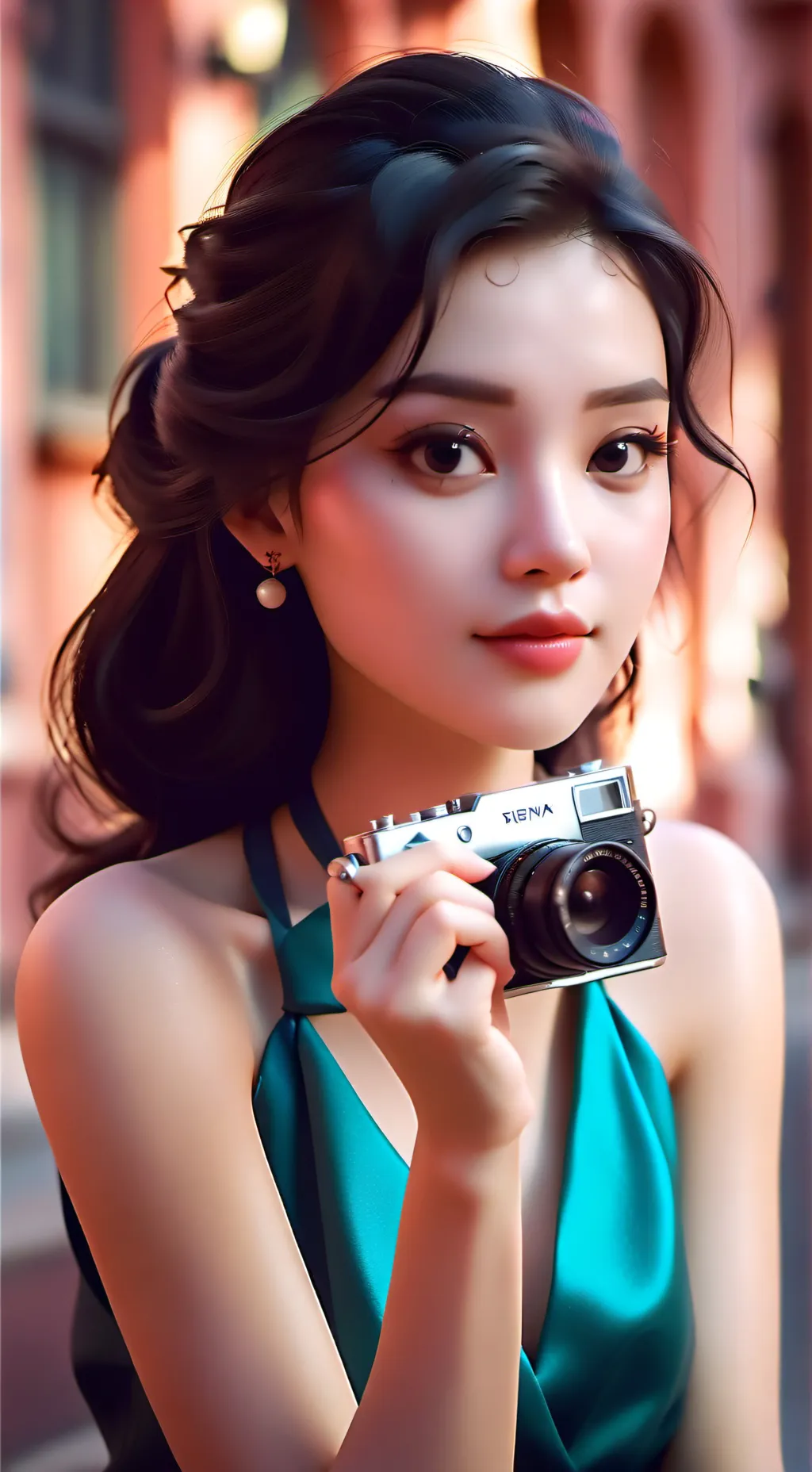 ai character: kamera women  background