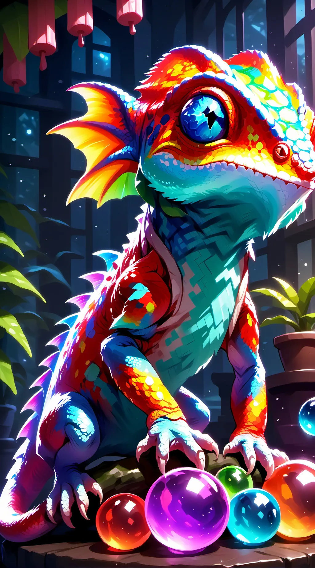 ai character: Chameleon Charm Spirit background