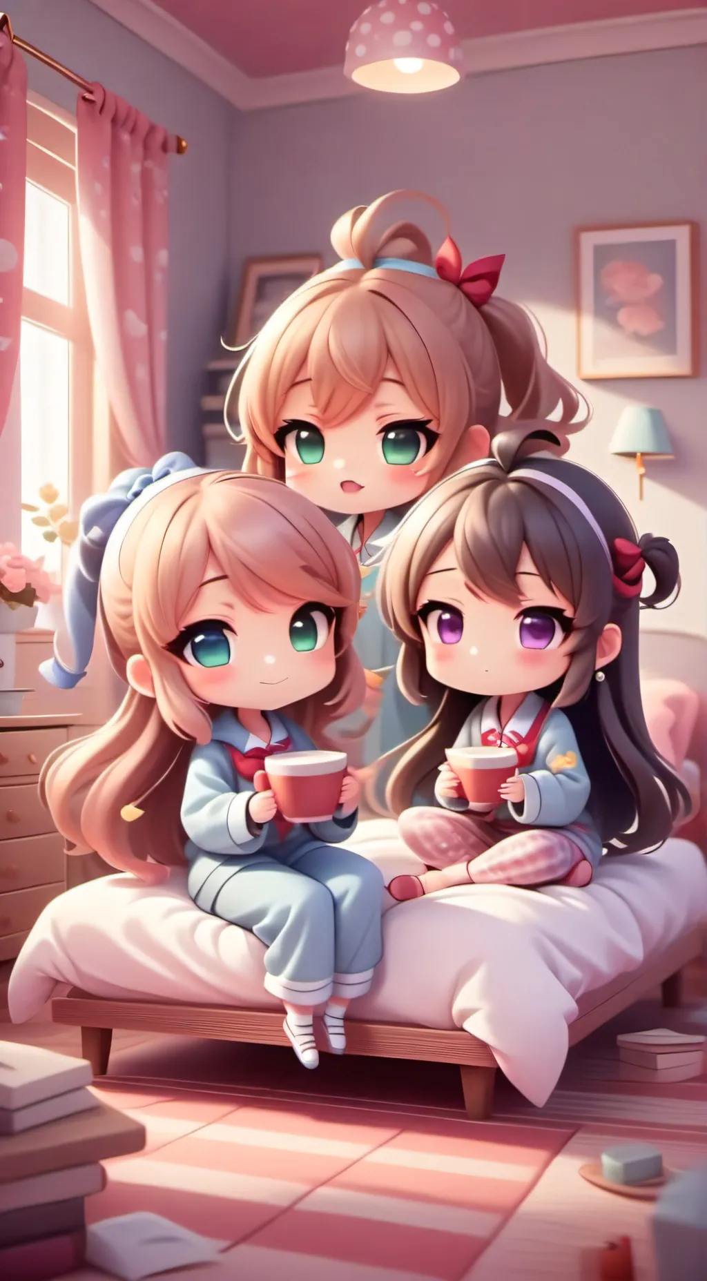 ai character: Eva, Lilly, Emma  background