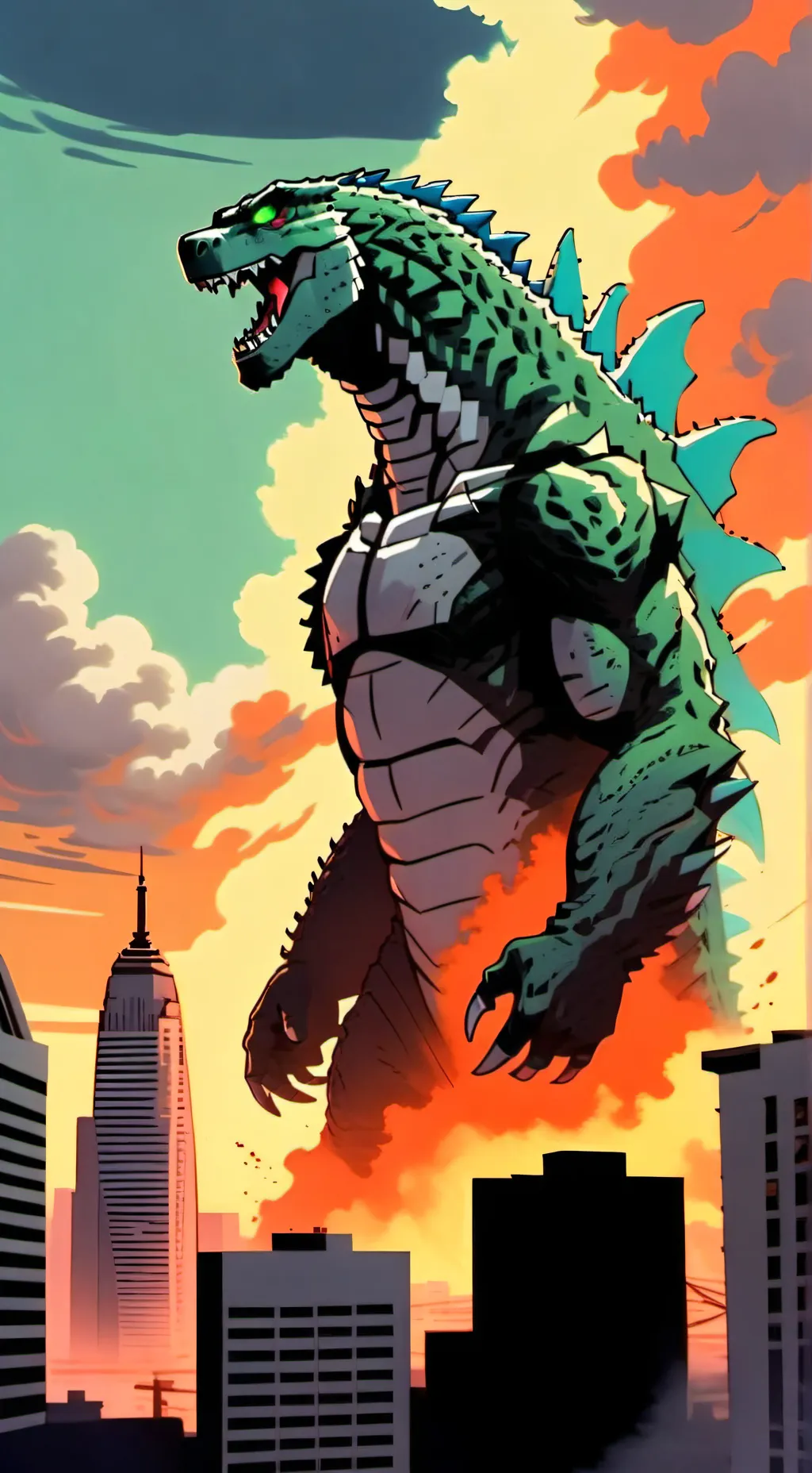 ai character: Godzilla background