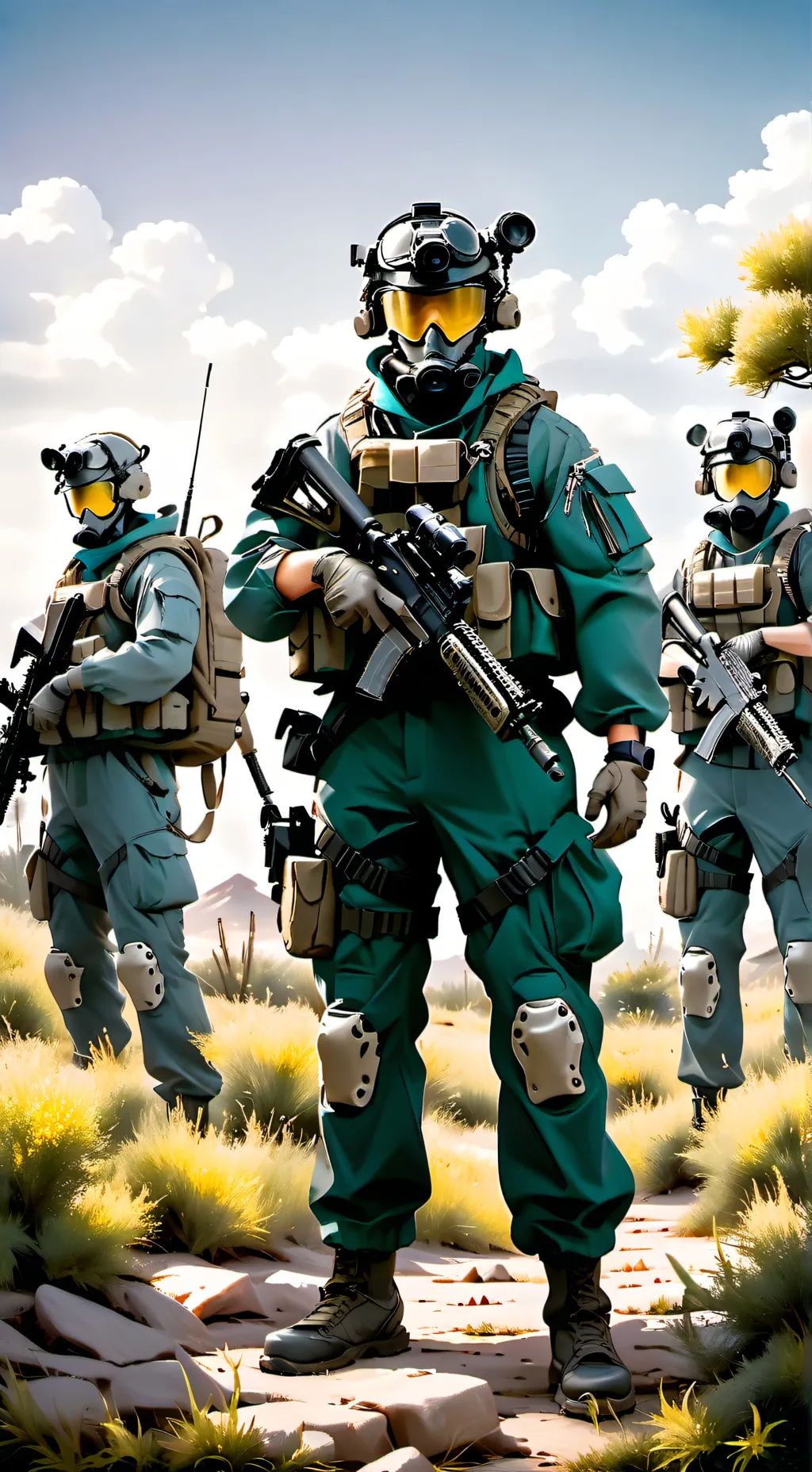 ai character: Kaza forest war  background