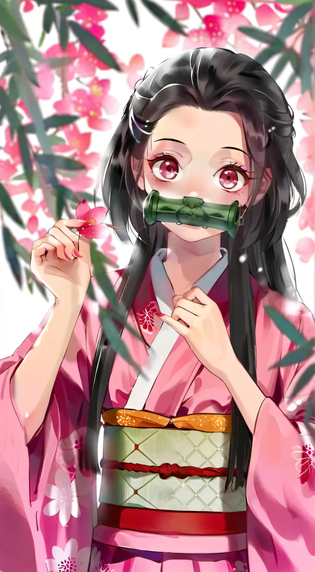 ai character: Nezuko and Giyu background