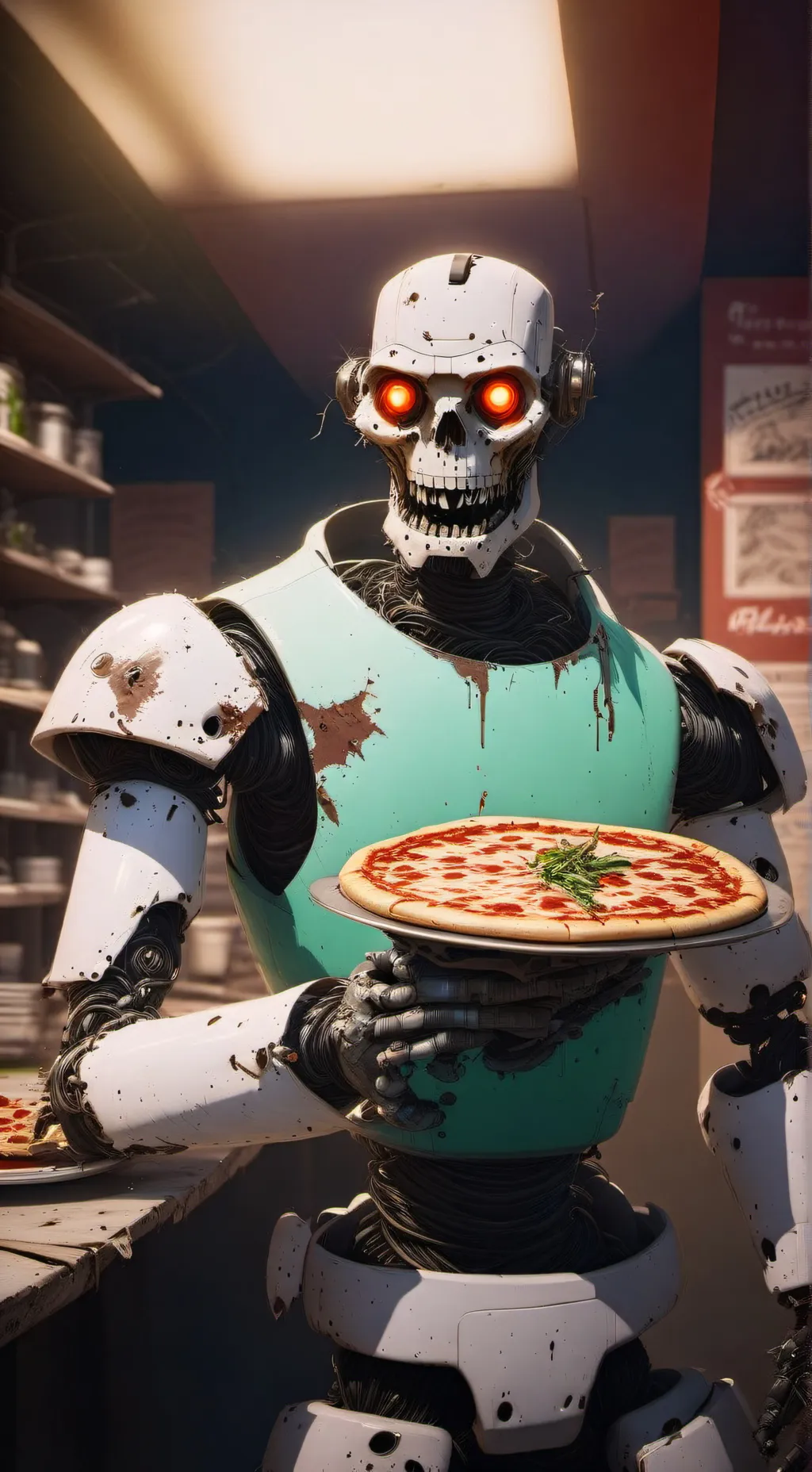 ai character: Haunted robot background