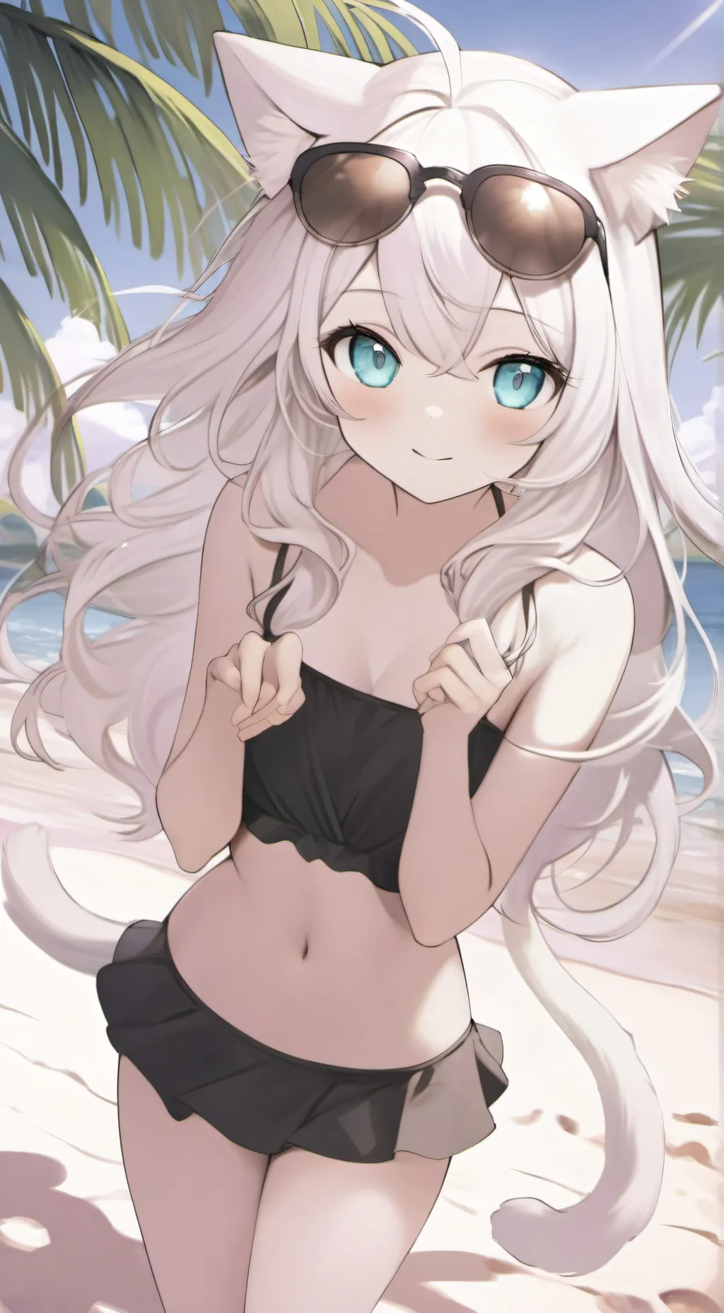 ai character: beach catgirl tgtf background