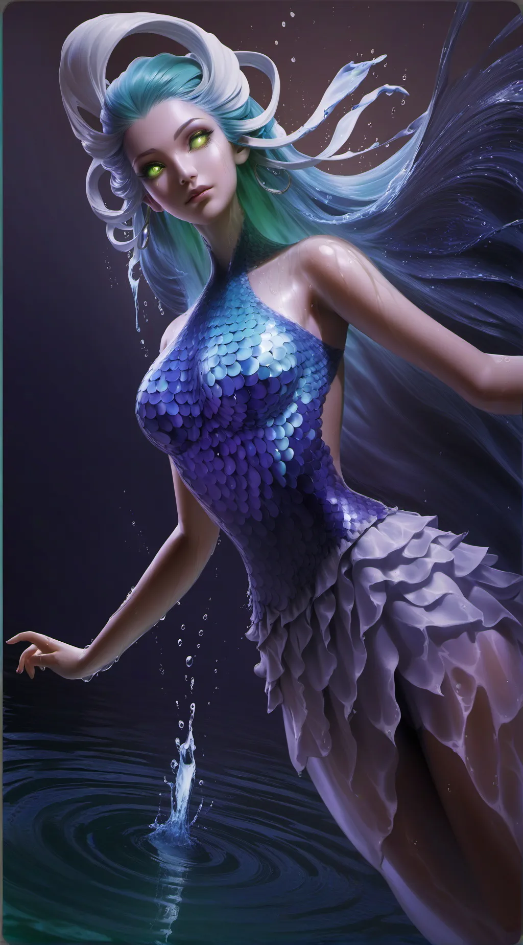 ai character: Mermaid Foam background